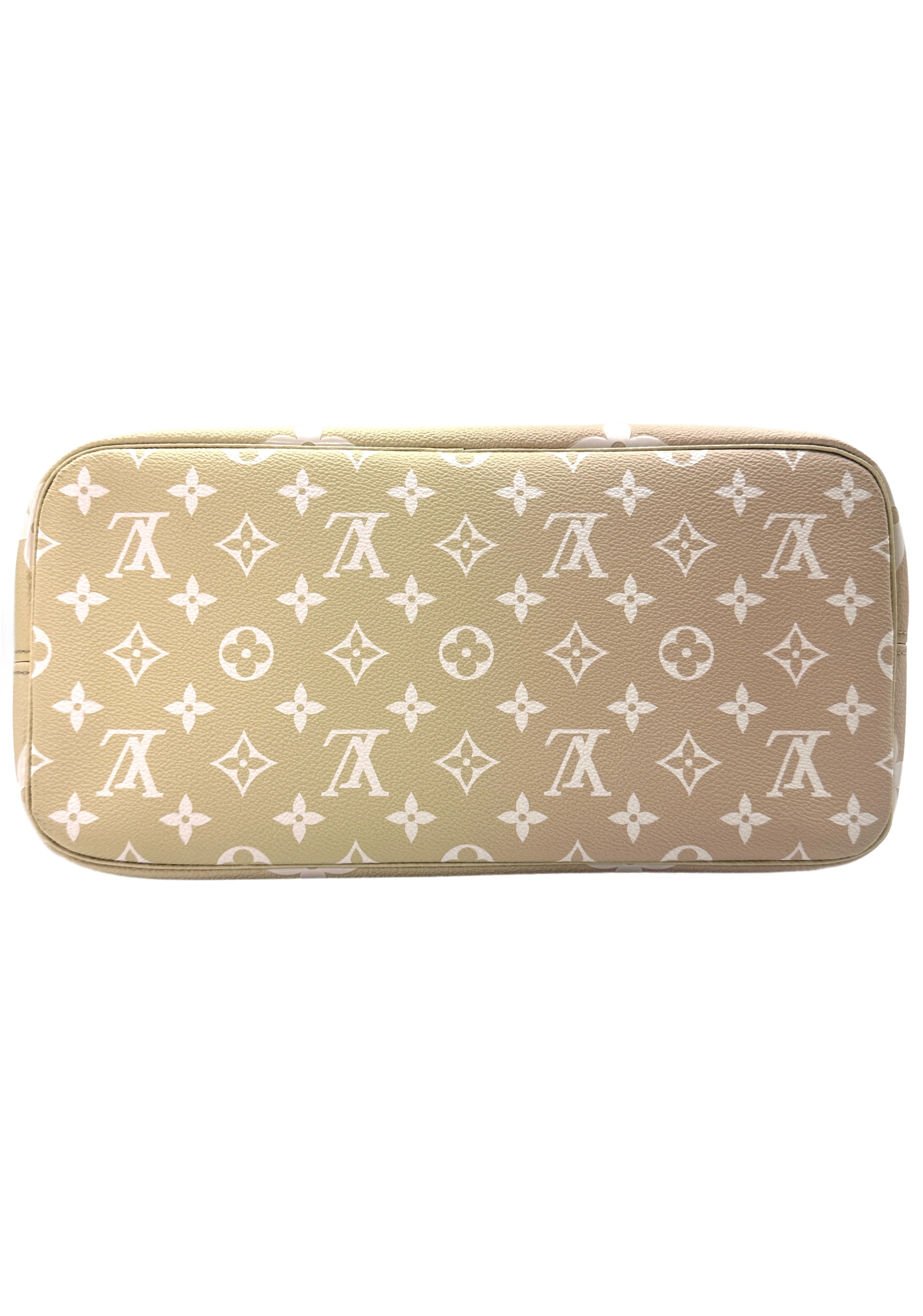 Louis Vuitton "Spring In The City" Neverfull Sunsetset Kaki Monogram Medium Size Handle Bag With Pouch LV1893