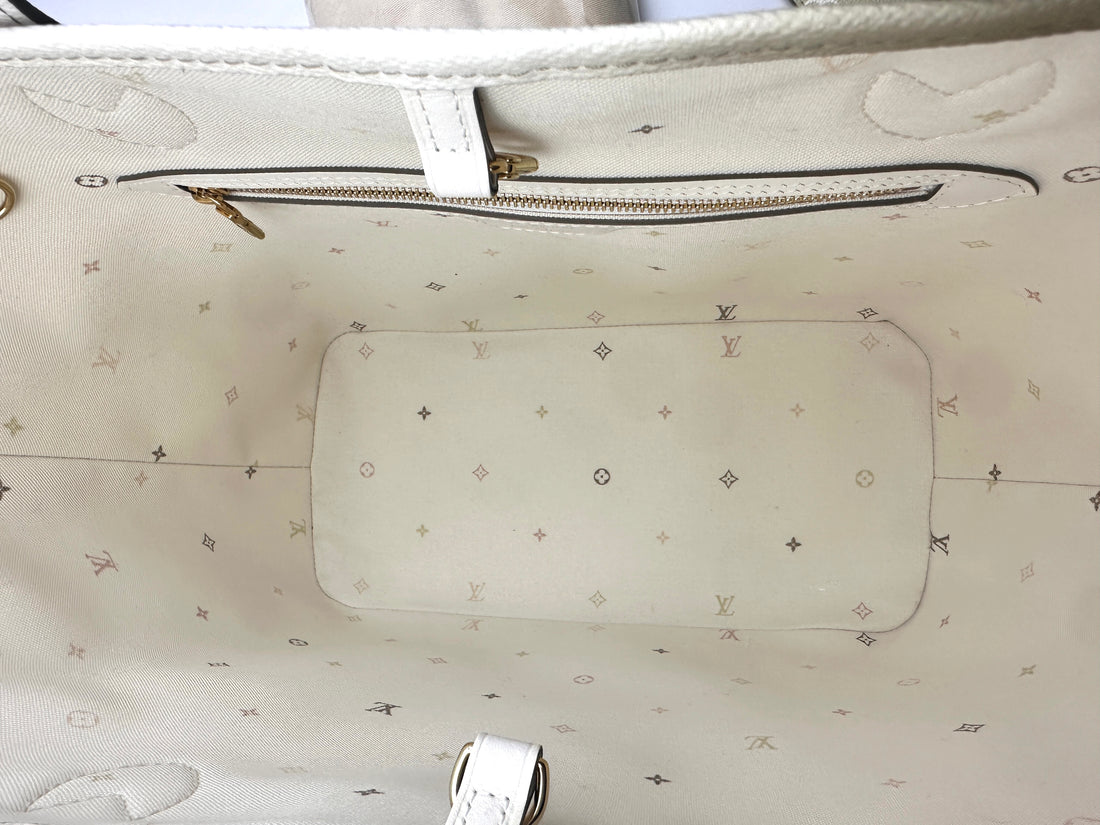 Louis Vuitton "Spring In The City" Neverfull Sunsetset Kaki Monogram Medium Size Handle Bag With Pouch LV1893