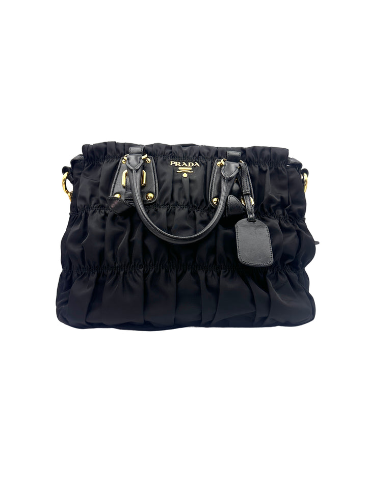 Prada Tessuto Gaufre Black Handle Bag PR181