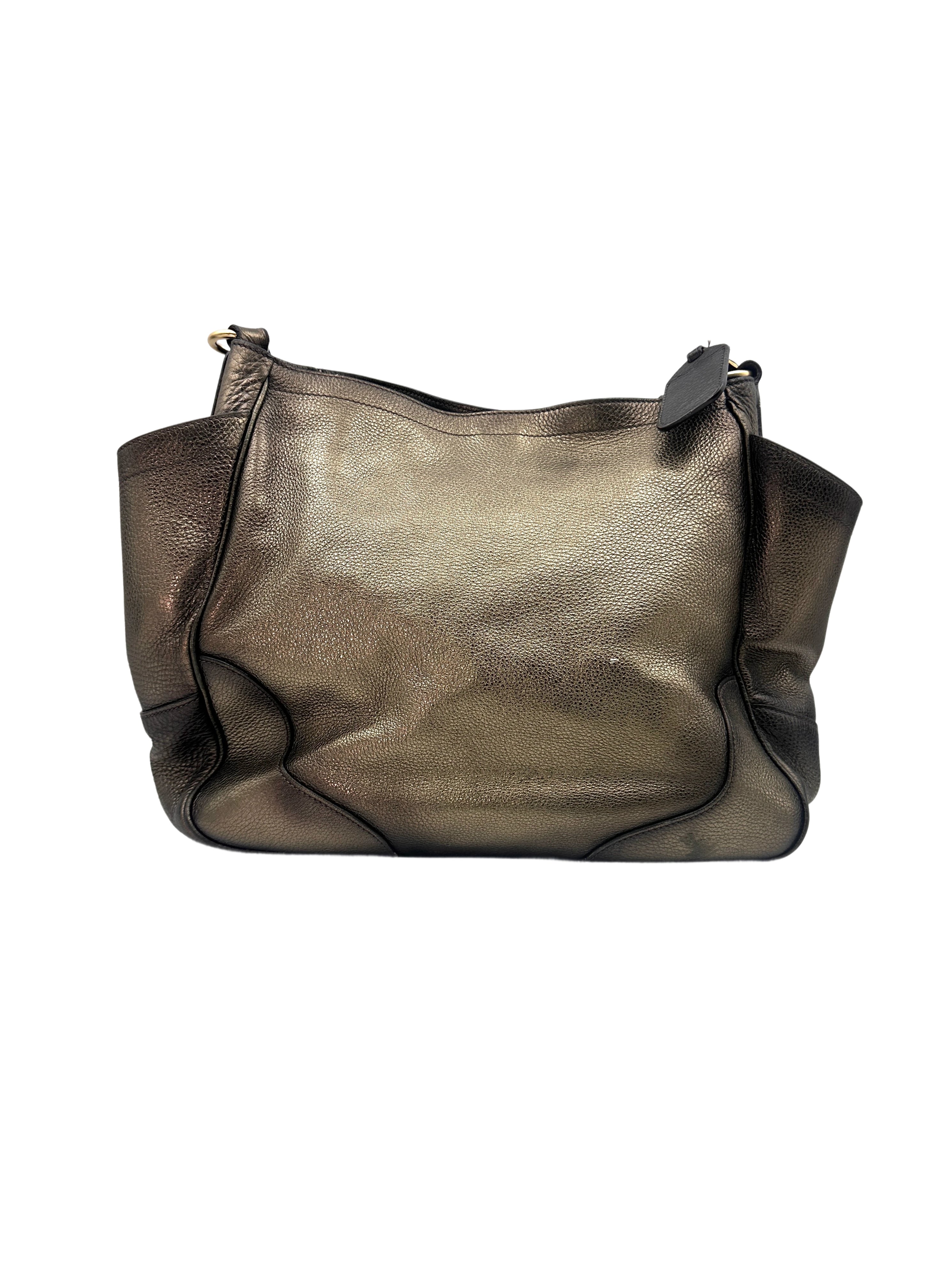 Prada Vitello Daino Brown Leather Handle Bag PR182