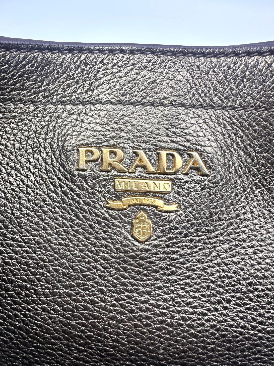 Prada Vitello Daino Brown Leather Handle Bag PR182