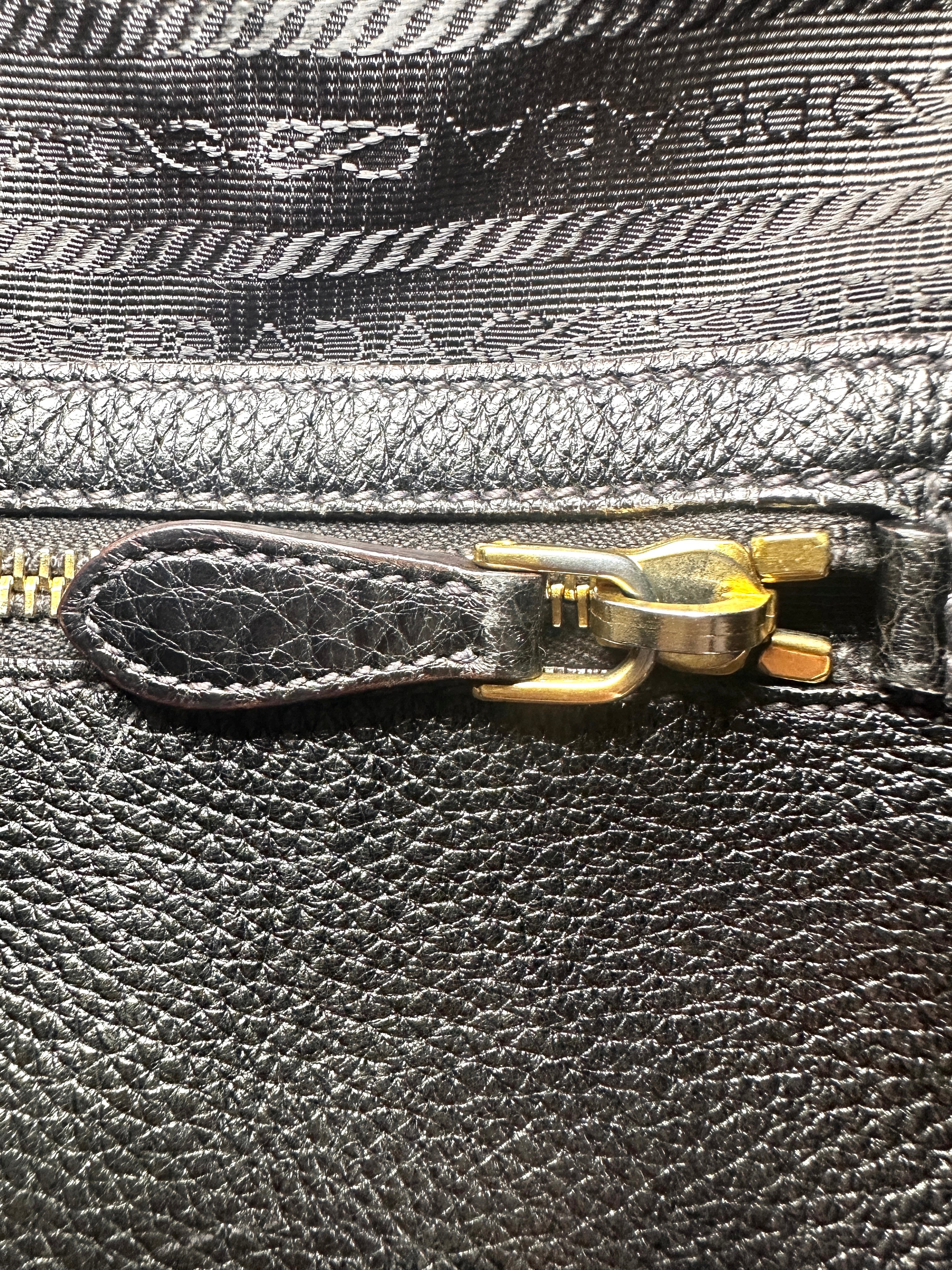 Prada Vitello Daino Brown Leather Handle Bag PR182