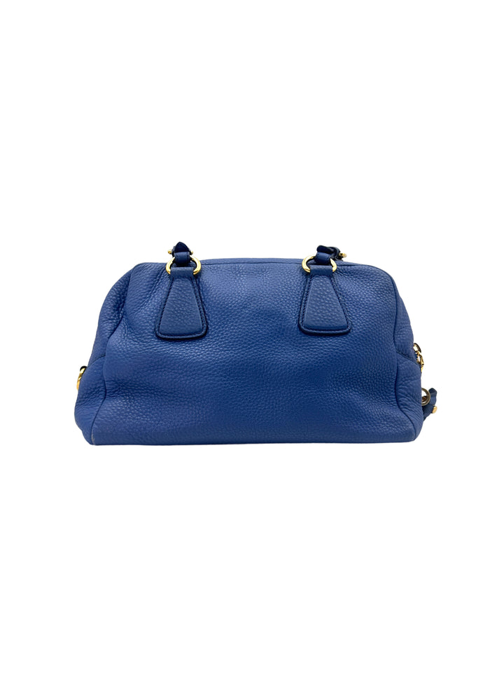 Prada Vitello Daino Blue Leather Handle Bag PR180