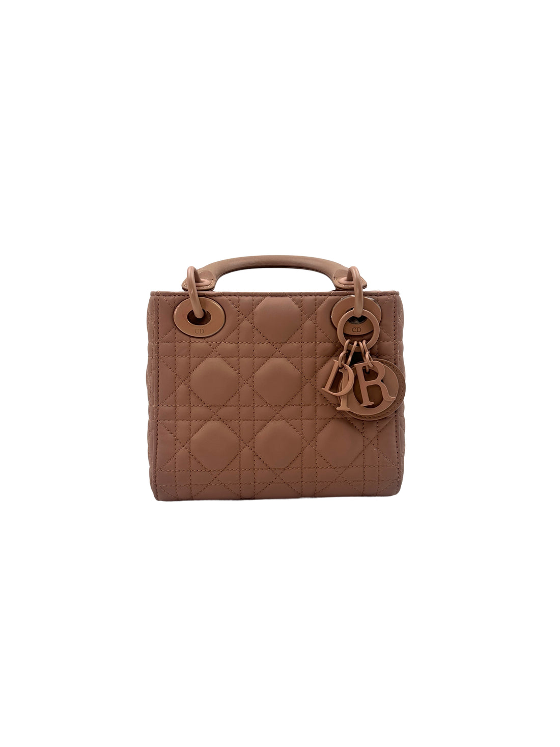 Christian Dior Lady Dior Powder Beige Cannage Leather Handle Bag With Powder Beige Charms DR487