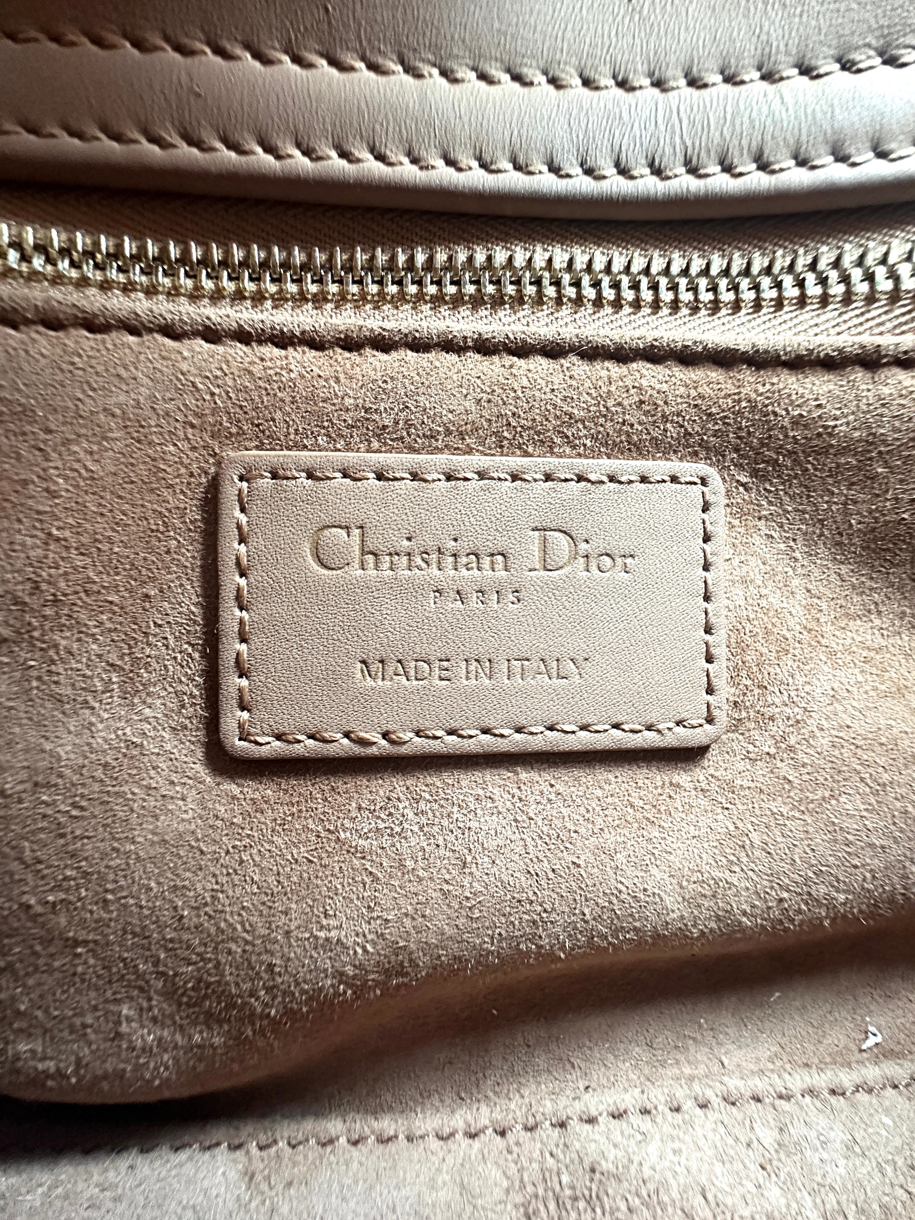Christian Dior Lady Dior Powder Beige Cannage Leather Handle Bag With Powder Beige Charms DR487