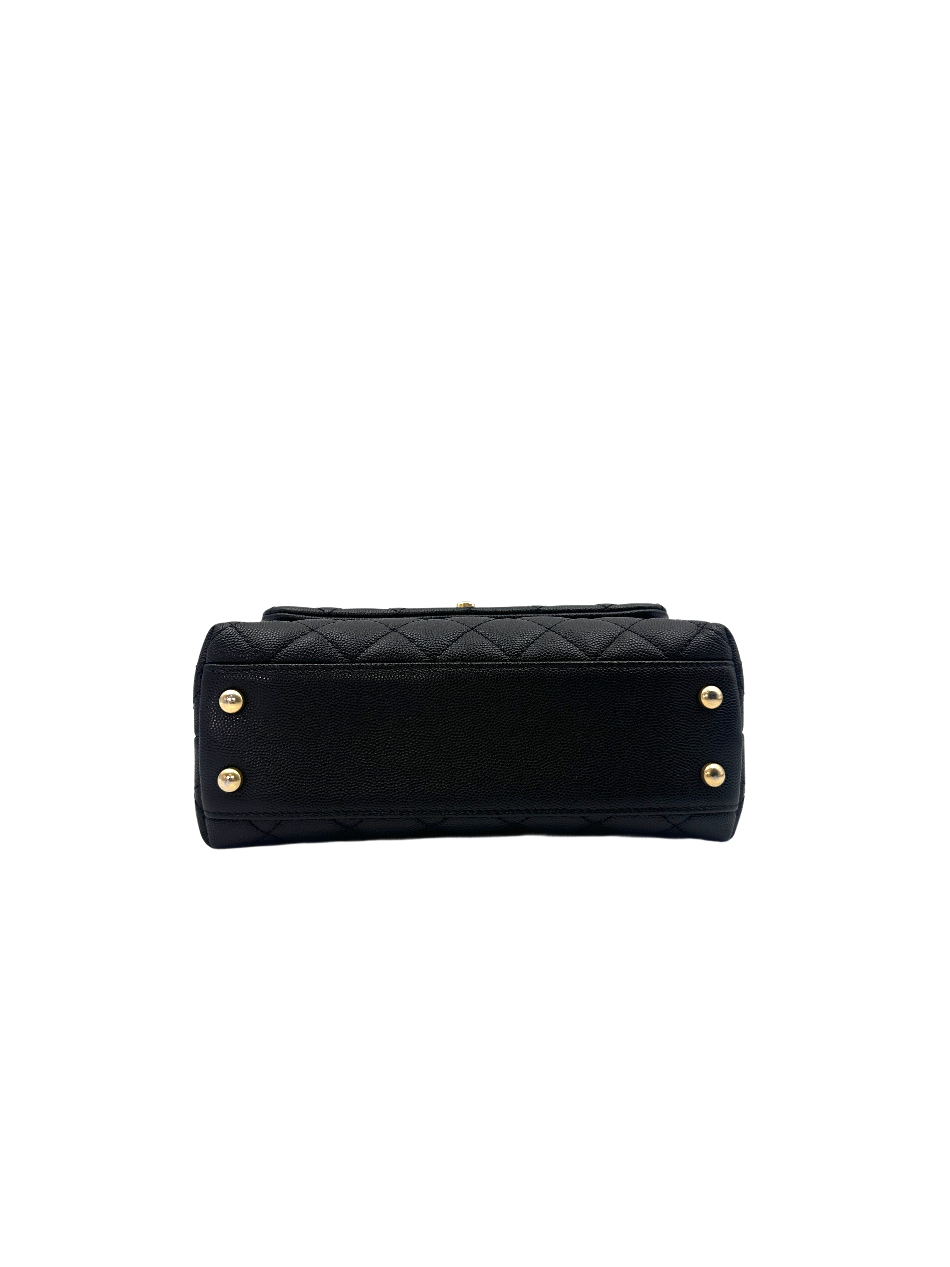 Chanel CoCo Black Quilted Calfskin Burgundy Lizard Handle Bag With Gold Buckle(26***81) CC1397