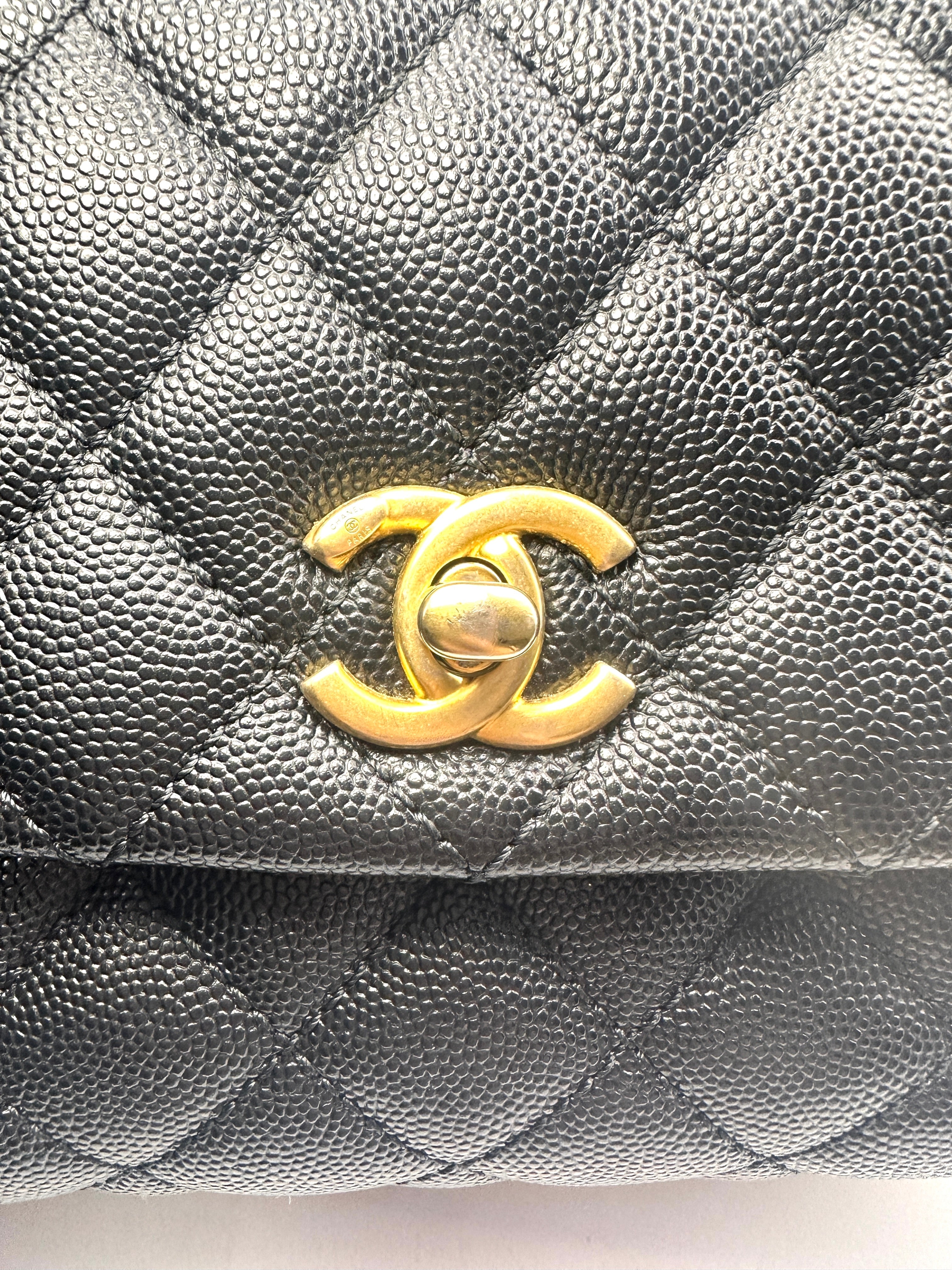 Chanel CoCo Black Quilted Calfskin Burgundy Lizard Handle Bag With Gold Buckle(26***81) CC1397