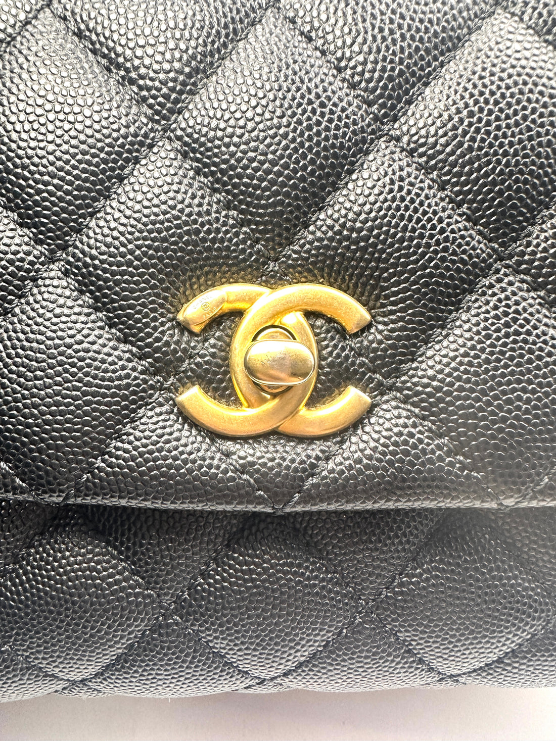Chanel CoCo Black Quilted Calfskin Burgundy Lizard Handle Bag With Gold Buckle(26***81) CC1397