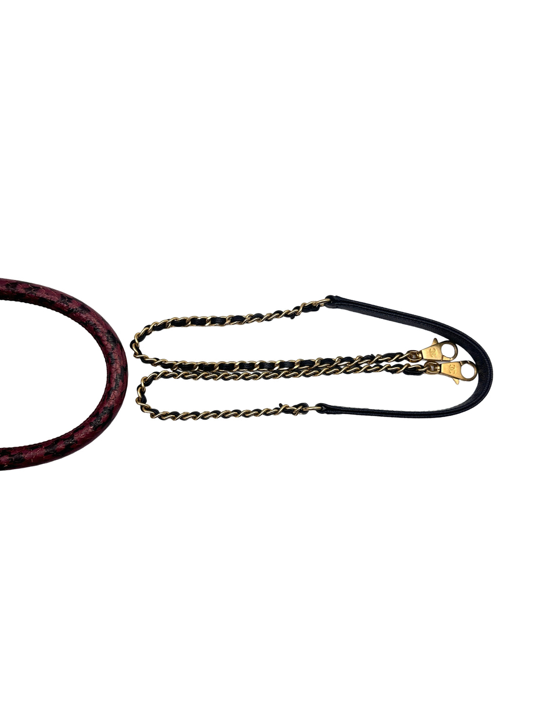 Chanel CoCo Black Quilted Calfskin Burgundy Lizard Handle Bag With Gold Buckle(26***81) CC1397