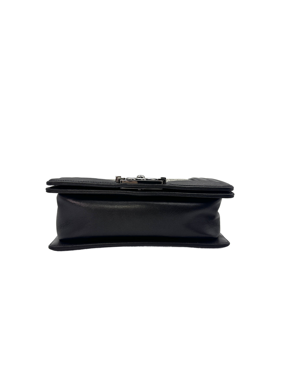 Chanel LeBoy Black Stingray Leather Flap Bag With Silver Buckle(21***34) CC1396