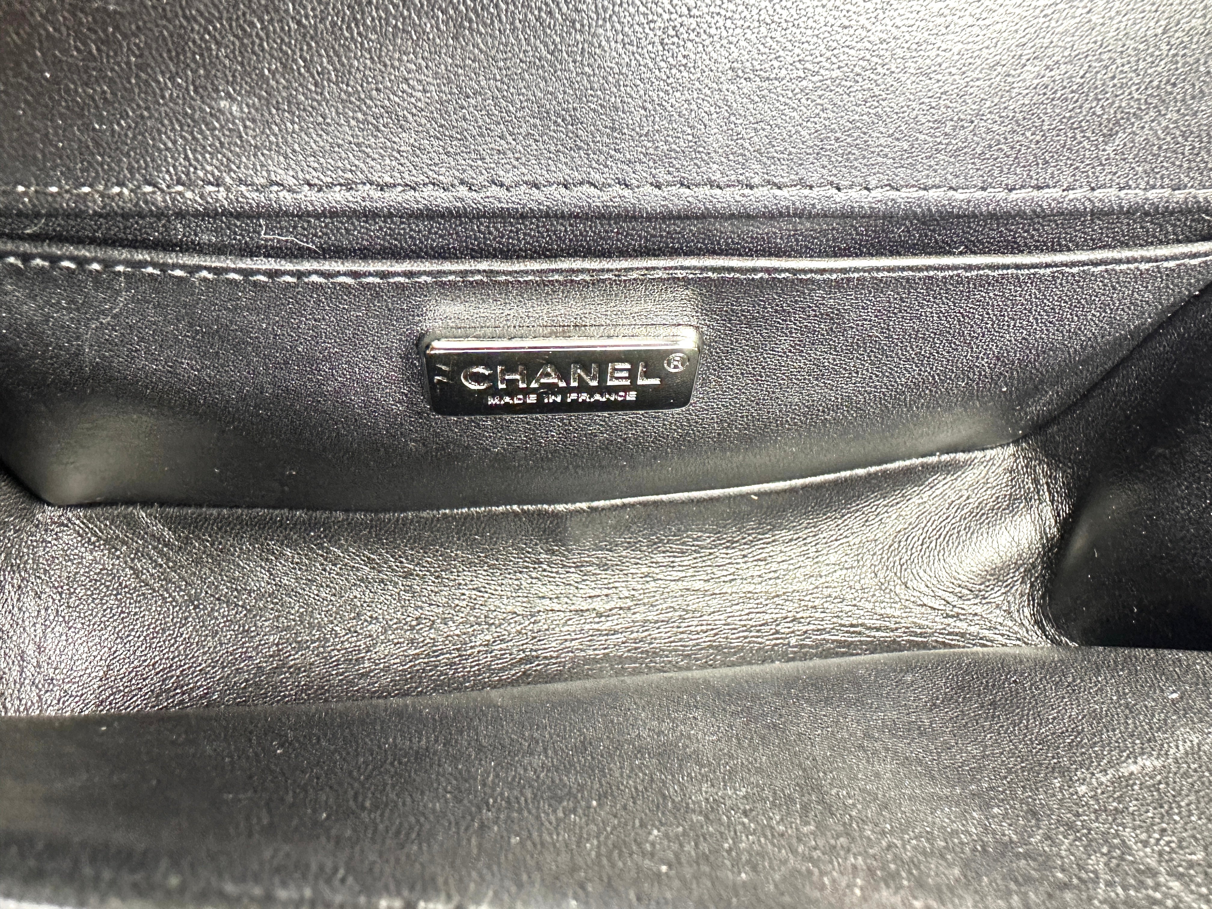 Chanel LeBoy Black Stingray Leather Flap Bag With Silver Buckle(21***34) CC1396
