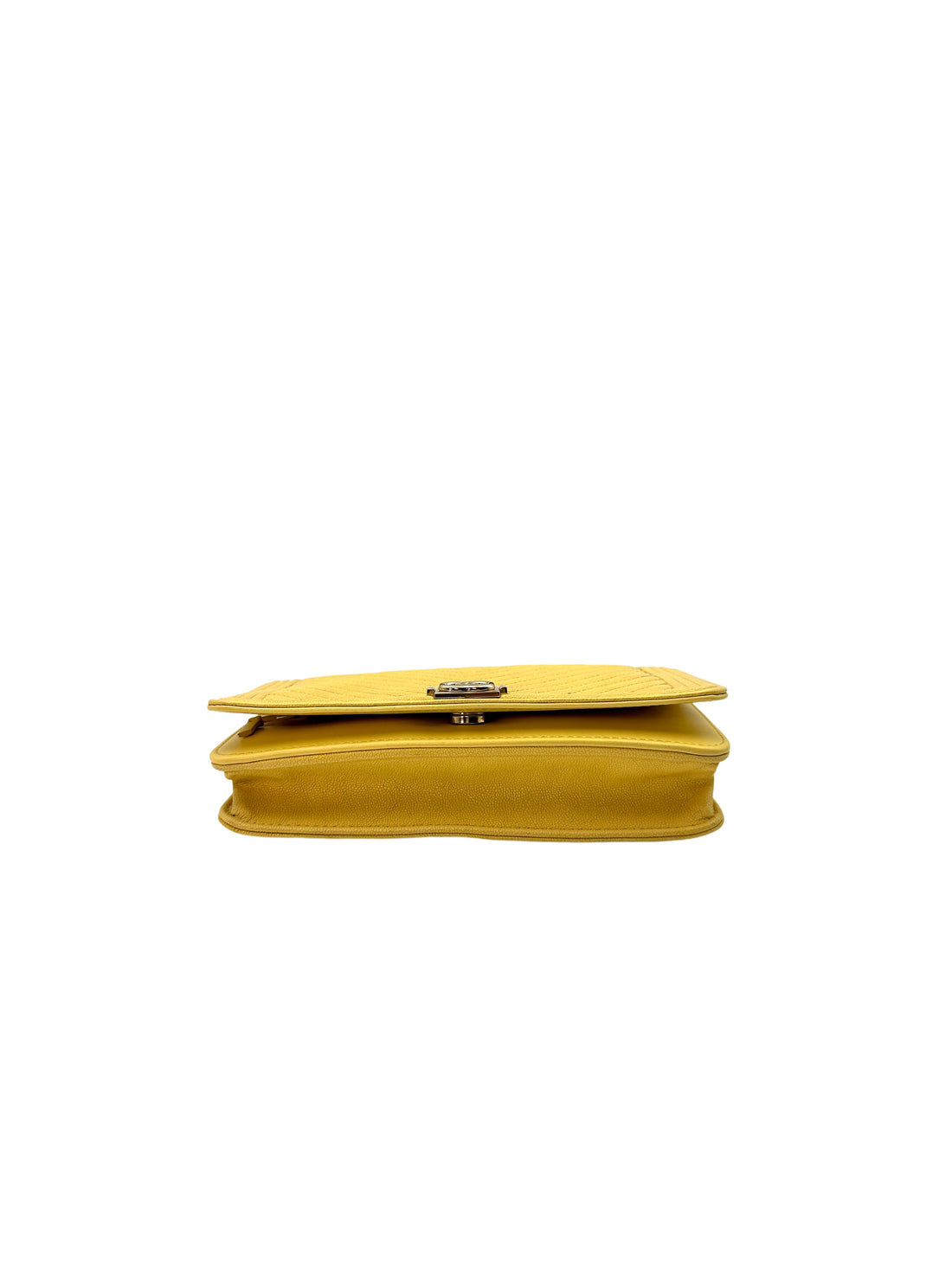 Chanel LeBoy Yellow Chevron Quilted Leather Wallet On Chain With Gold Buckle(27***62) CC1400
