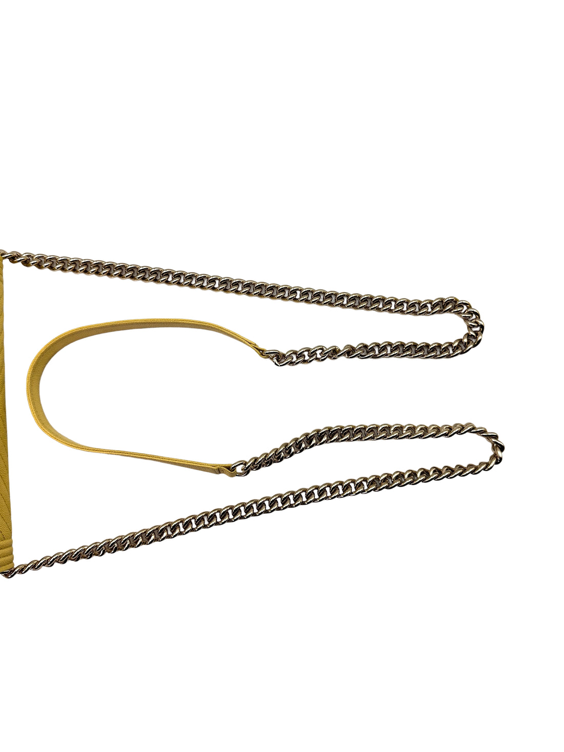 Chanel LeBoy Yellow Chevron Quilted Leather Wallet On Chain With Gold Buckle(27***62) CC1400
