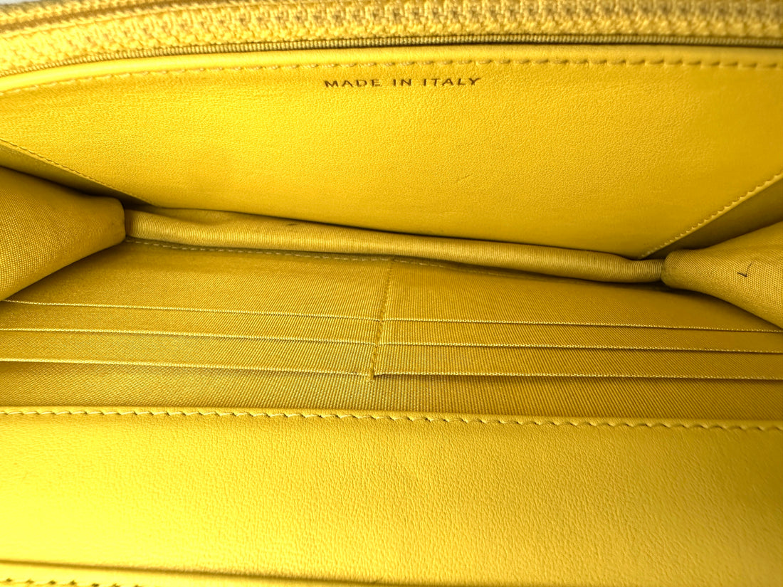 Chanel LeBoy Yellow Chevron Quilted Leather Wallet On Chain With Gold Buckle(27***62) CC1400