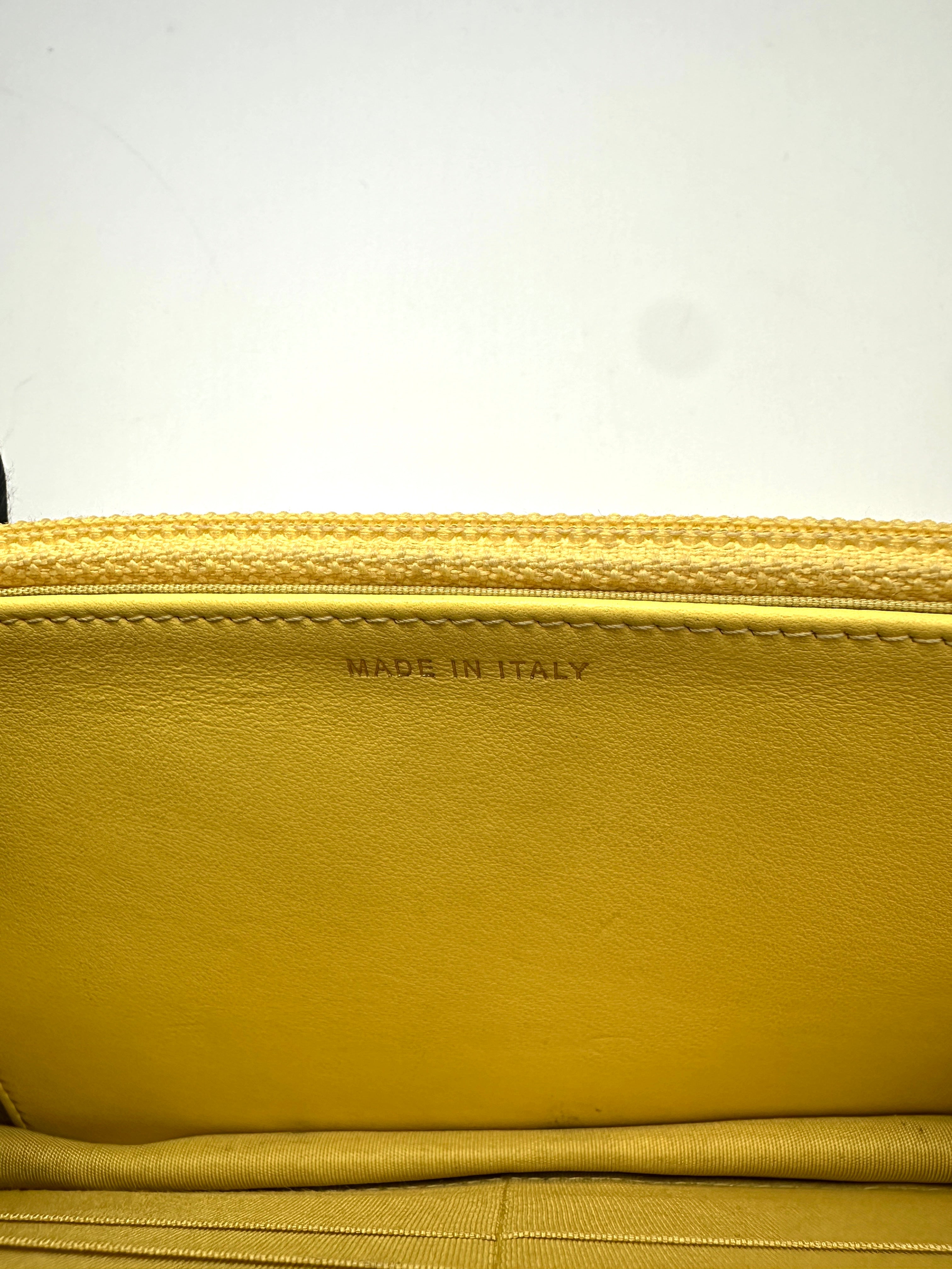 Chanel LeBoy Yellow Chevron Quilted Leather Wallet On Chain With Gold Buckle(27***62) CC1400