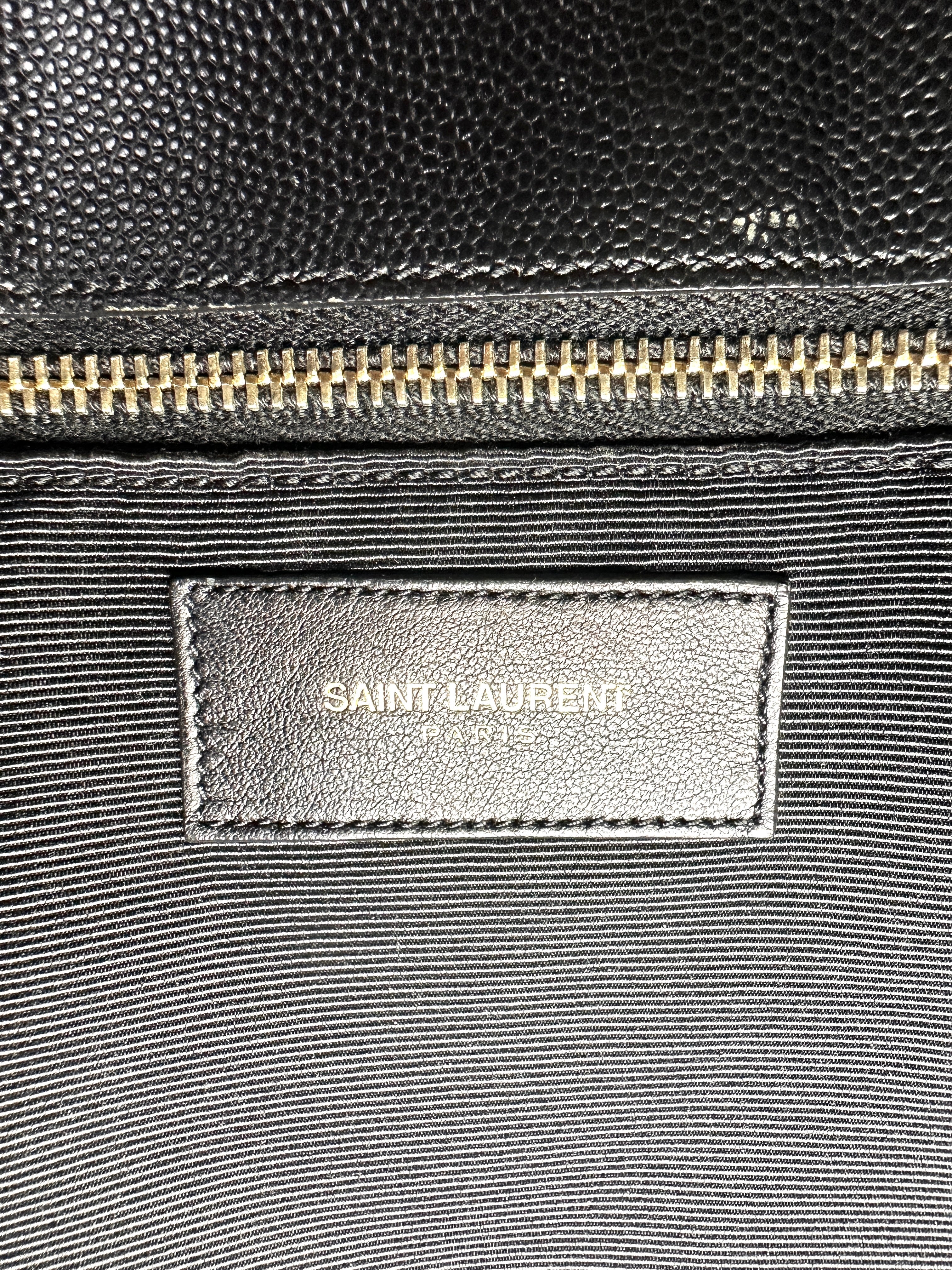 Saint Laurent Black Chevron Quilted Leather Tote Bag With Gold Hardware SL158