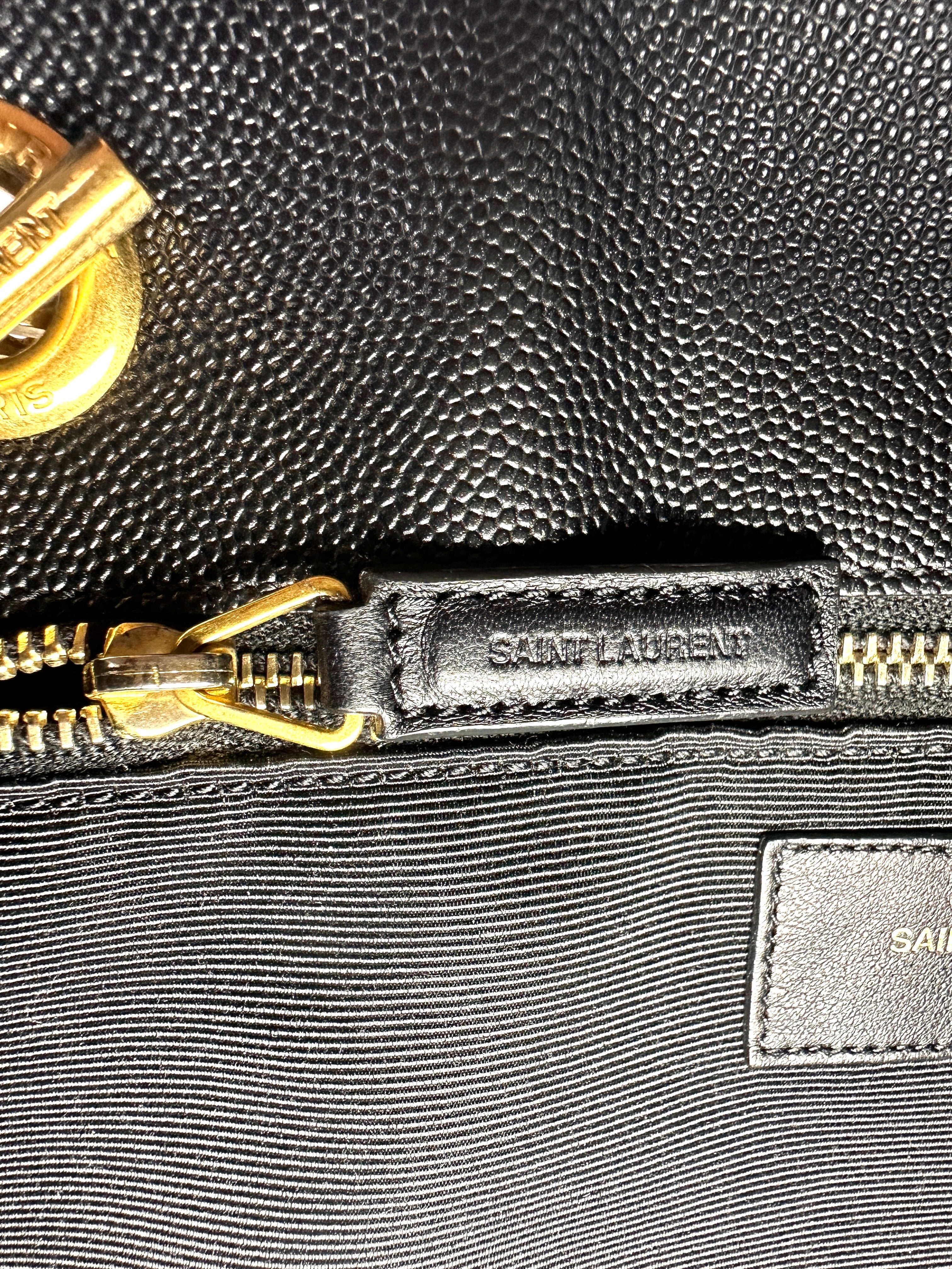 Saint Laurent Black Chevron Quilted Leather Tote Bag With Gold Hardware SL158