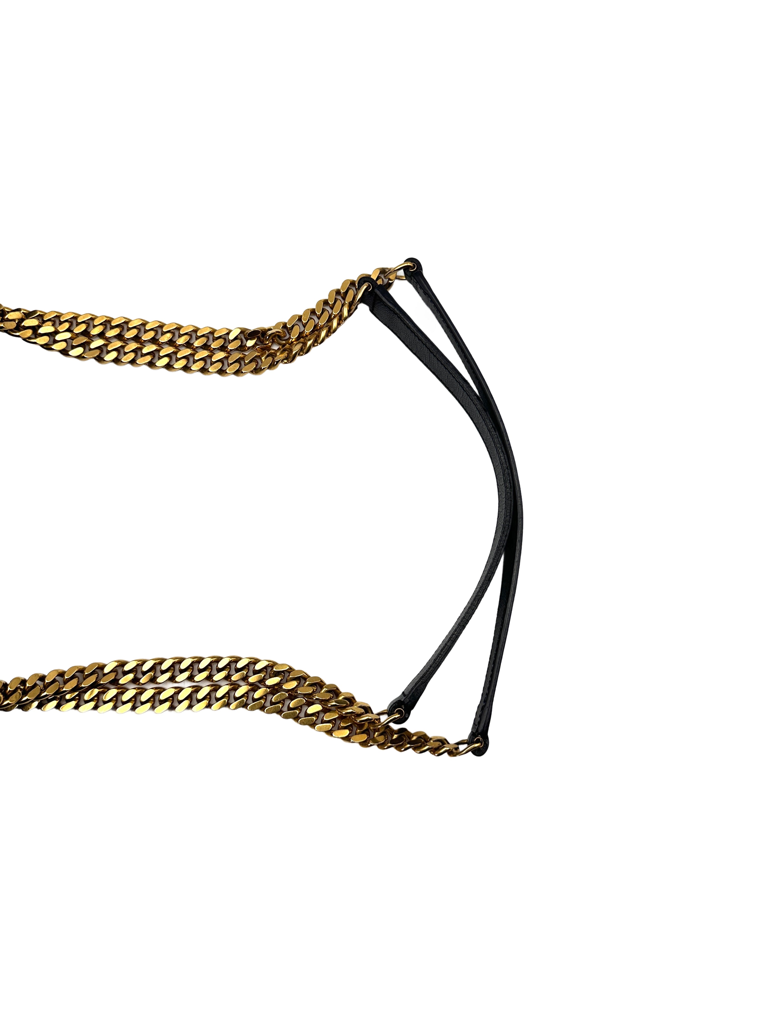 Saint Laurent Black Chevron Quilted Leather Tote Bag With Gold Hardware SL158