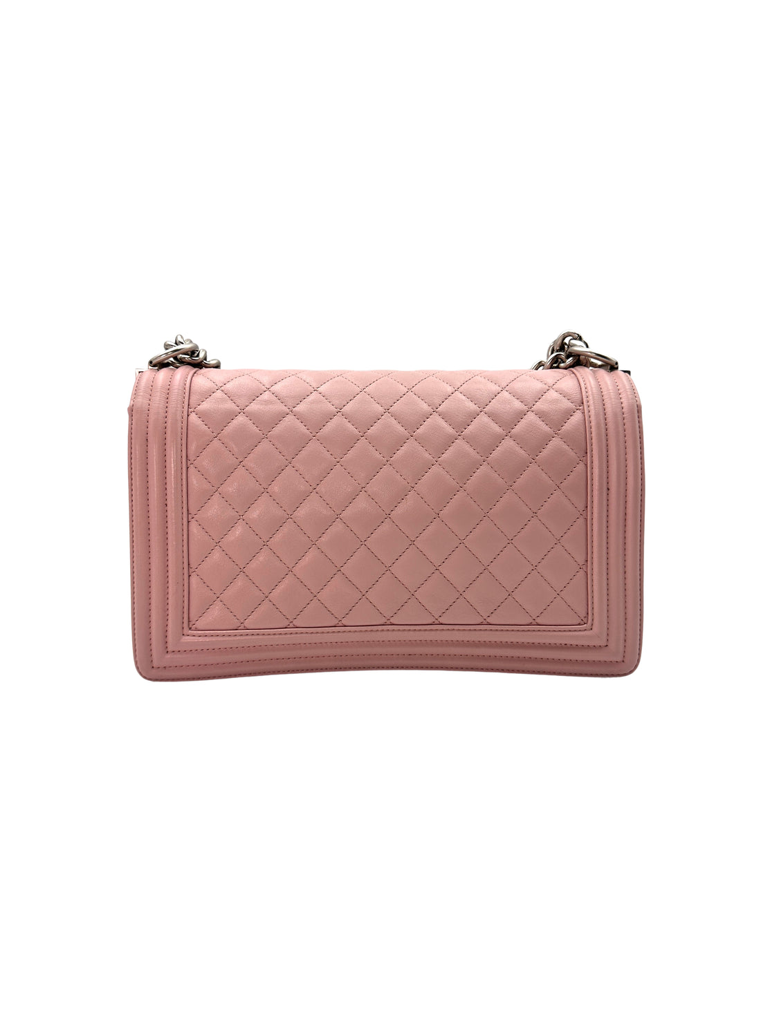 Chanel LeBoy Pink Quilted Leather Large Size Flap Bag With Silver Buckle(20***89) CC1401