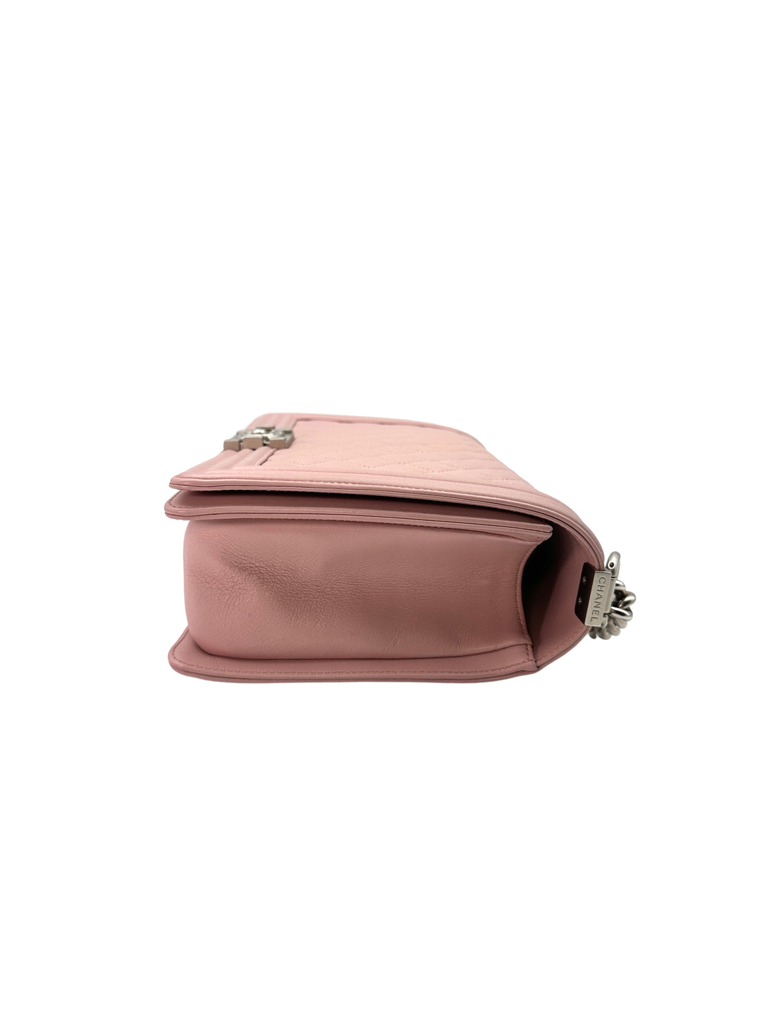 Chanel LeBoy Pink Quilted Leather Large Size Flap Bag With Silver Buckle(20***89) CC1401