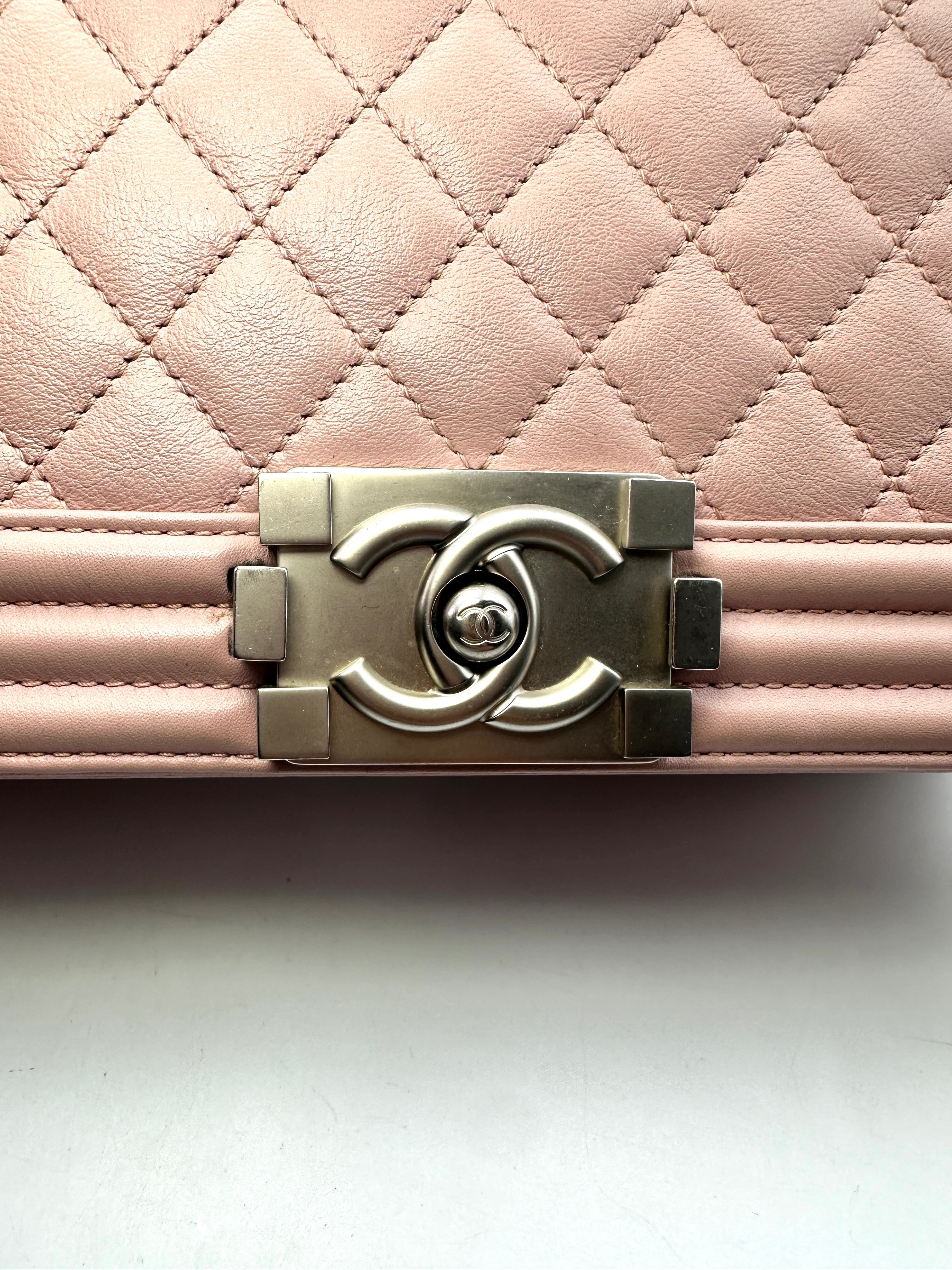 Chanel LeBoy Pink Quilted Leather Large Size Flap Bag With Silver Buckle(20***89) CC1401
