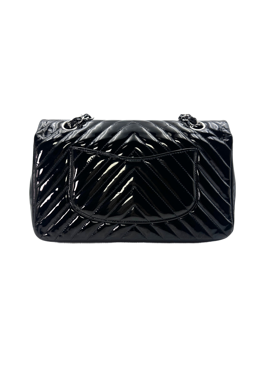 Chanel Classic Flap Black Chevron Quilted Patent Leather Chain Flap Bag With Siilver Buckle(21***41) CC1404