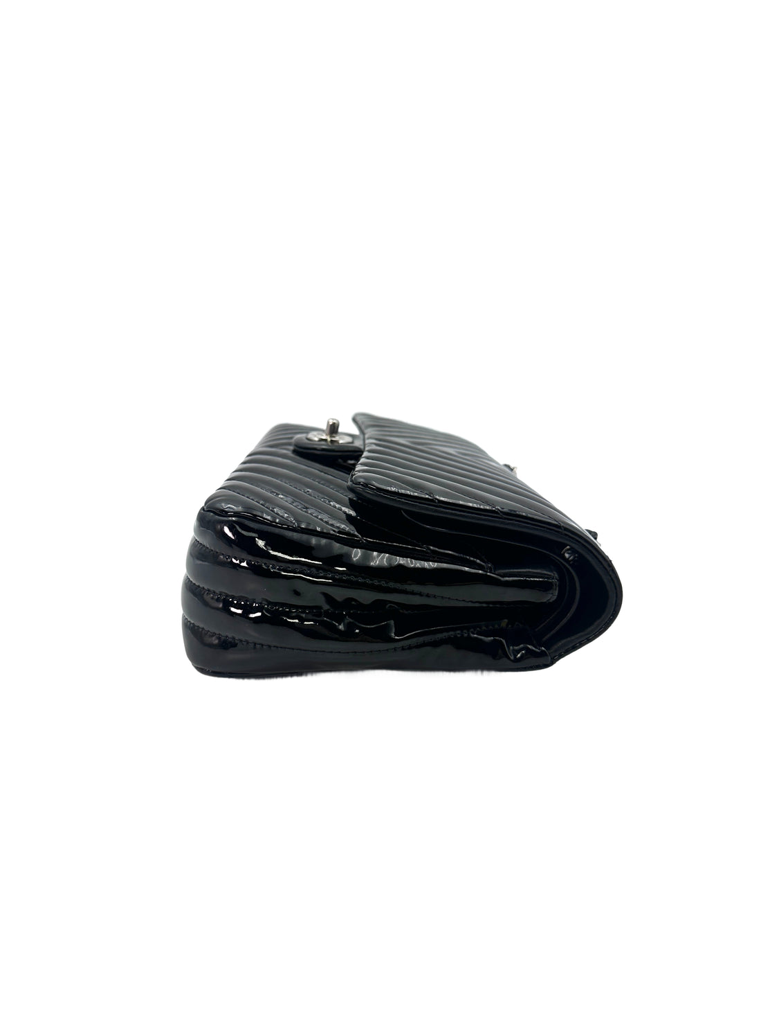 Chanel Classic Flap Black Chevron Quilted Patent Leather Chain Flap Bag With Siilver Buckle(21***41) CC1404