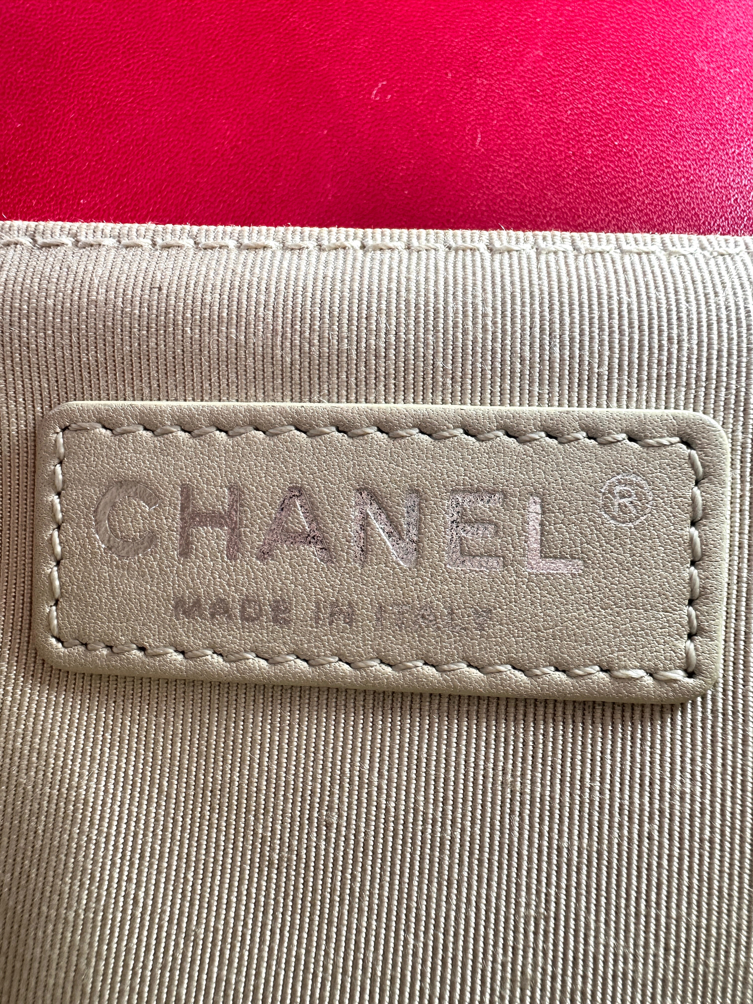 Chanel LeBoy Red Quilted Perforated Leather Medium Size Flap Bag With Silver Buckle(19***20) CC1405