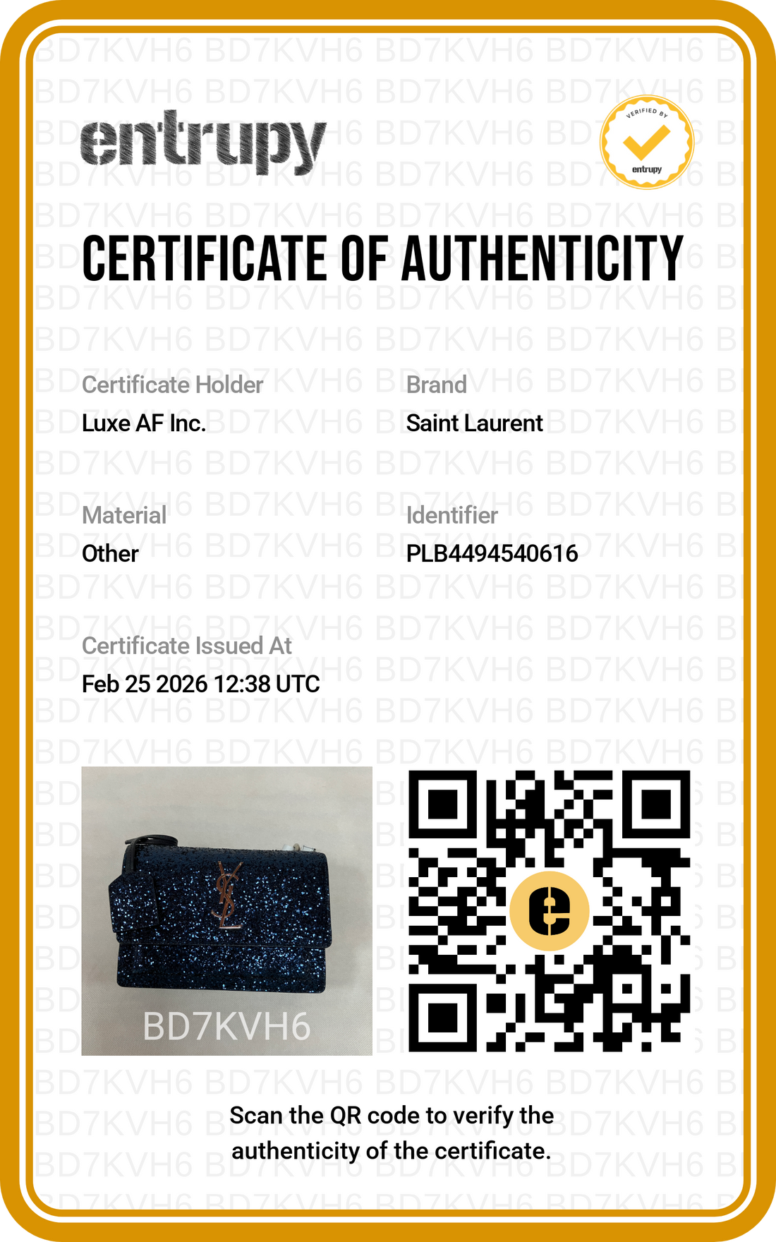 Saint Laurent Sunset Blue Glittered Leather Chain Shoulder Bag SL159