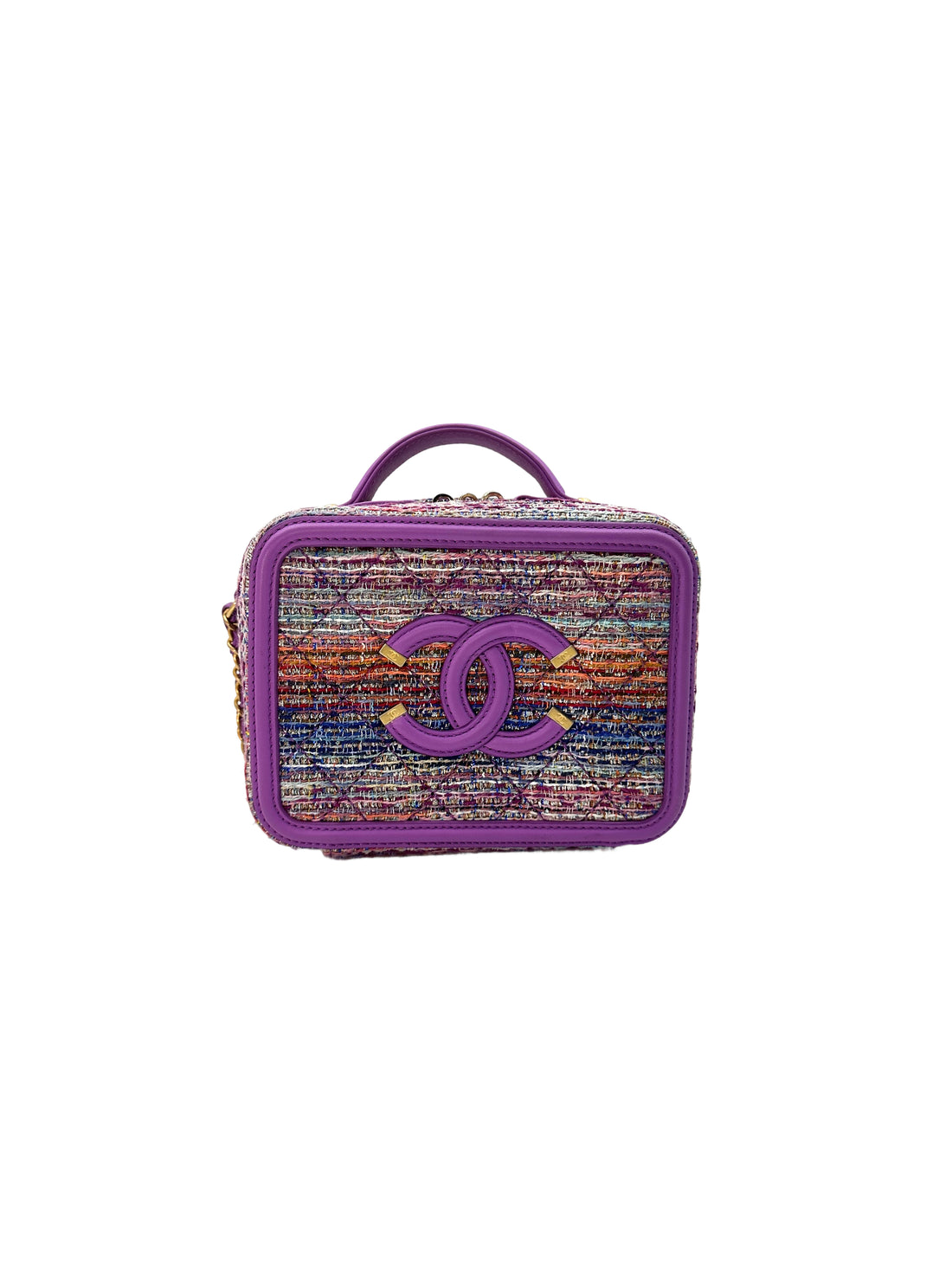 Chanel CC Filigree 20C Rainbow Tweed Handle Vanity Case(29***47) CC1407