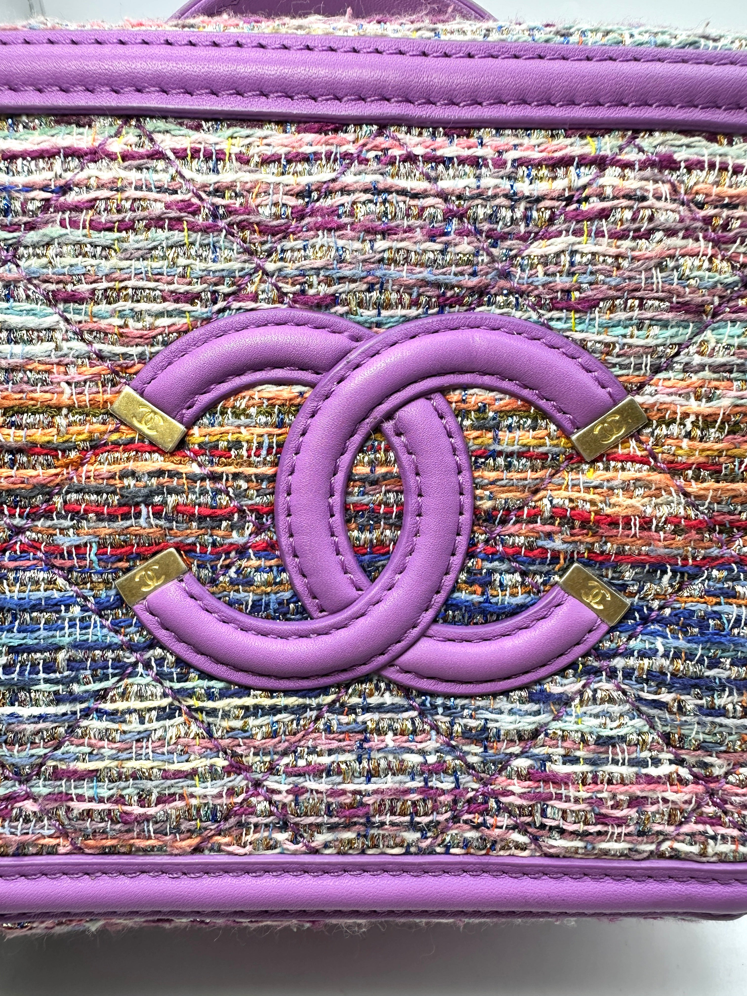 Chanel CC Filigree 20C Rainbow Tweed Handle Vanity Case(29***47) CC1407