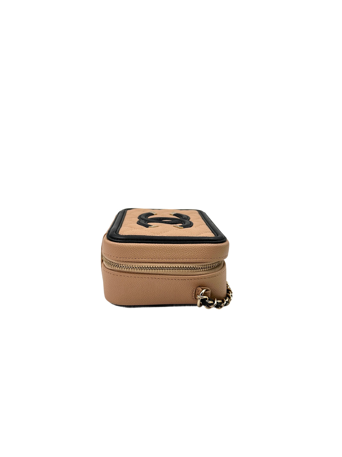Chanel CC Filigree Beige/Black Quilted Caviar Calfskin Vanity Case(29***15) CC1406