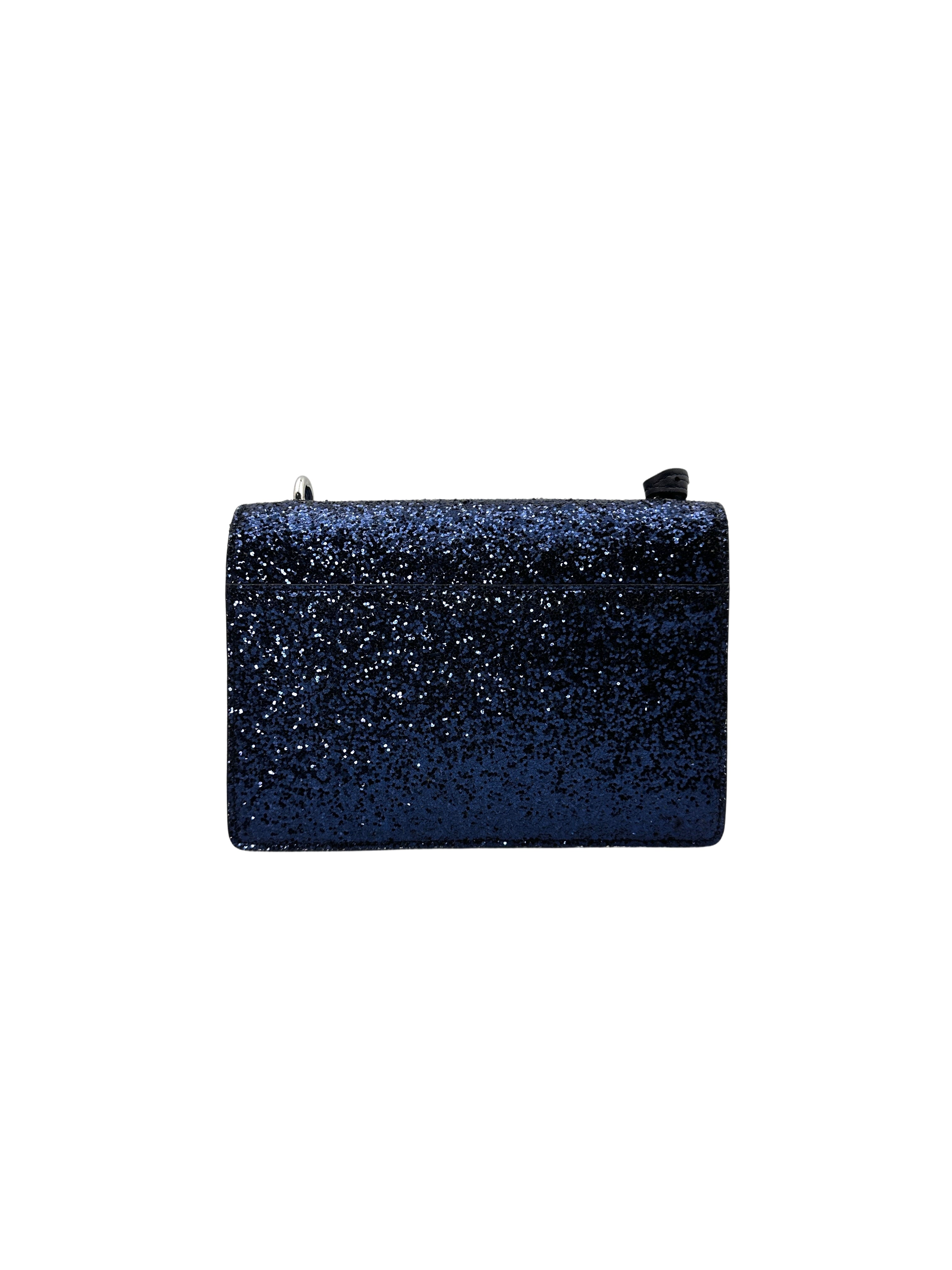 Saint Laurent Sunset Blue Glittered Leather Chain Shoulder Bag SL159