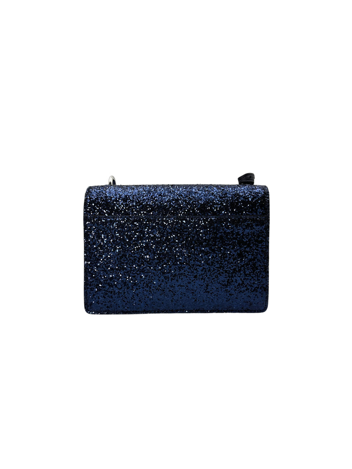 Saint Laurent Sunset Blue Glittered Leather Chain Shoulder Bag SL159