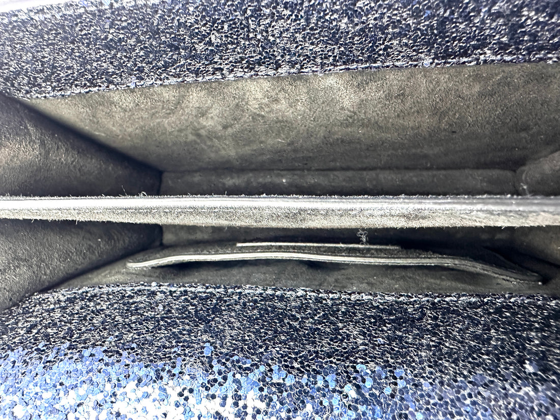 Saint Laurent Sunset Blue Glittered Leather Chain Shoulder Bag SL159