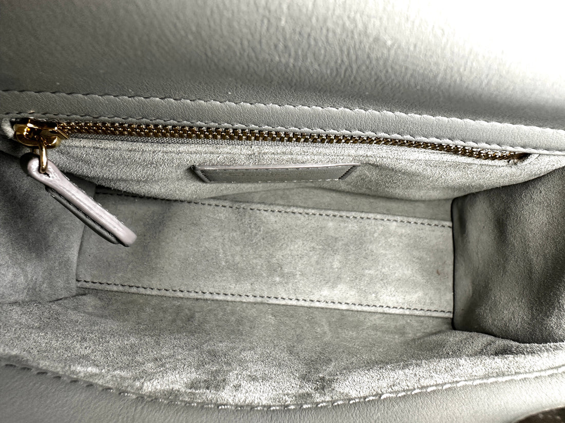 Christian Dior Lady Dior Crystal Embellished Gray Cannage Leather Handle Bag With Gold Charms IRIS002
