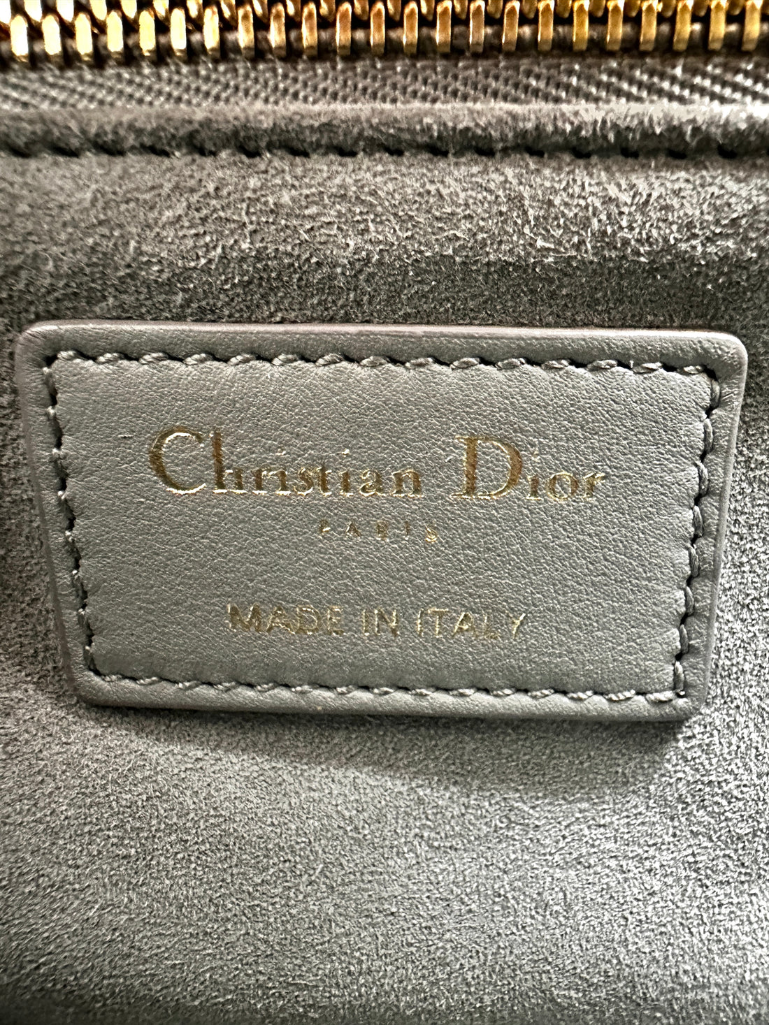 Christian Dior Lady Dior Crystal Embellished Gray Cannage Leather Handle Bag With Gold Charms IRIS002
