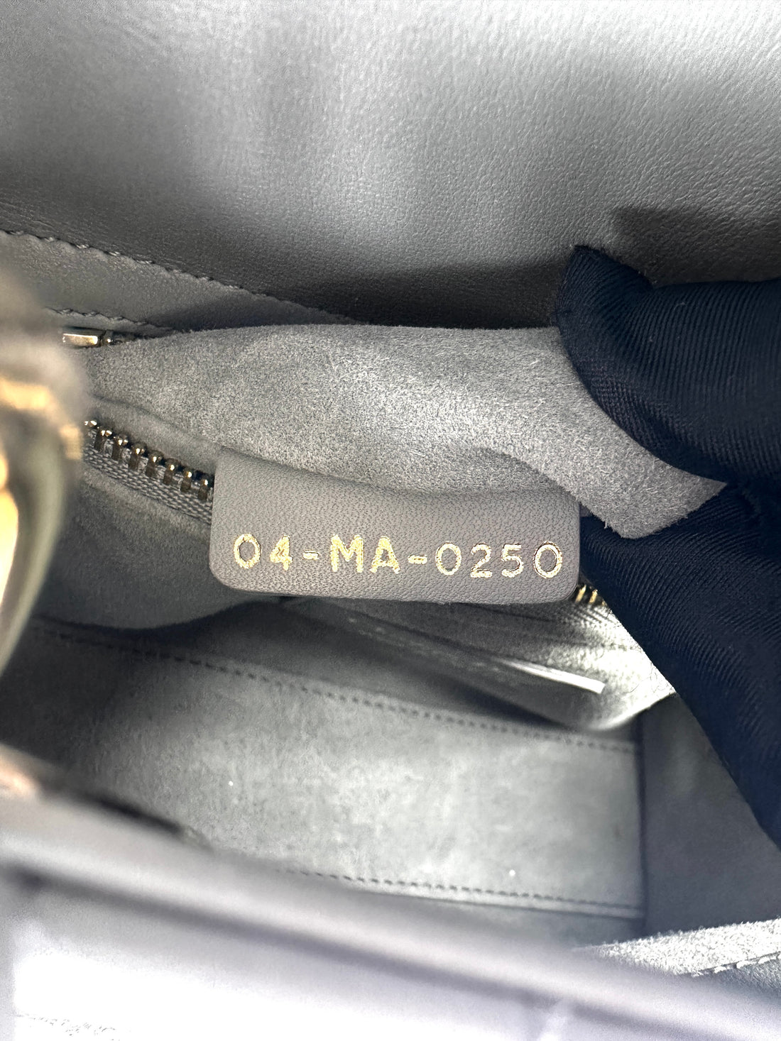 Christian Dior Lady Dior Crystal Embellished Gray Cannage Leather Handle Bag With Gold Charms IRIS002