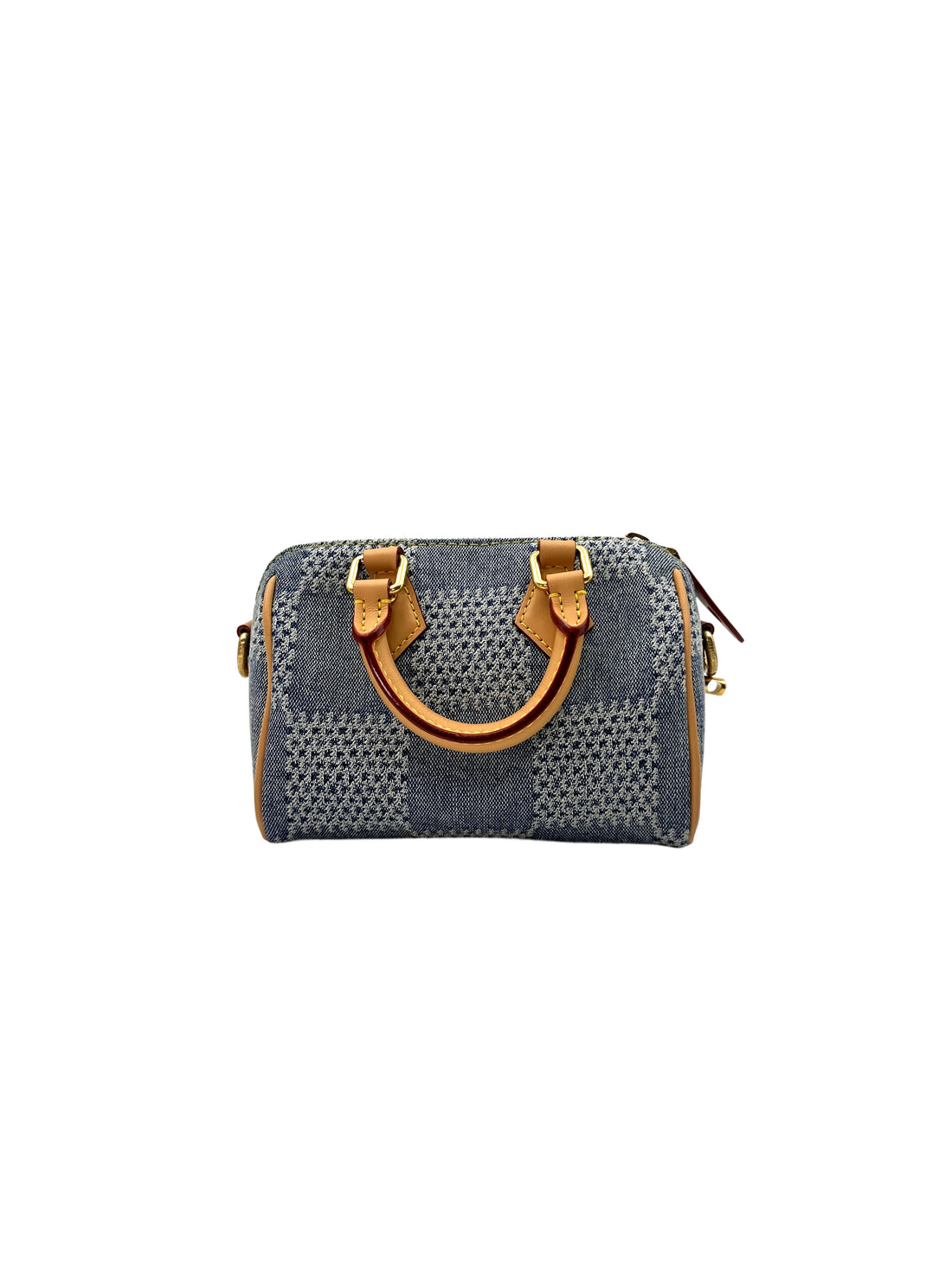 Louis Vuitton Speedy 18 Bandouliere Blue Damier Denim 3D Canvas Handle Bag IRIS003