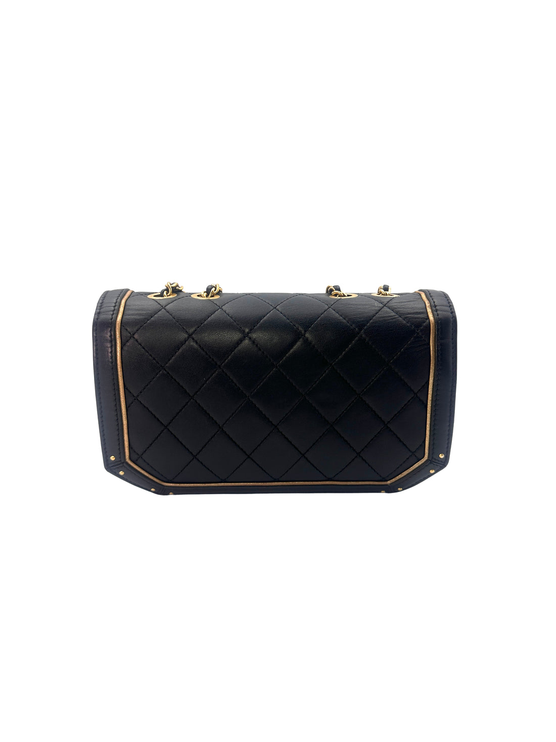 Chanel Octagon CC Clasp Black Quilted Leather Chain Shoulder Bag(23***30) CC1410