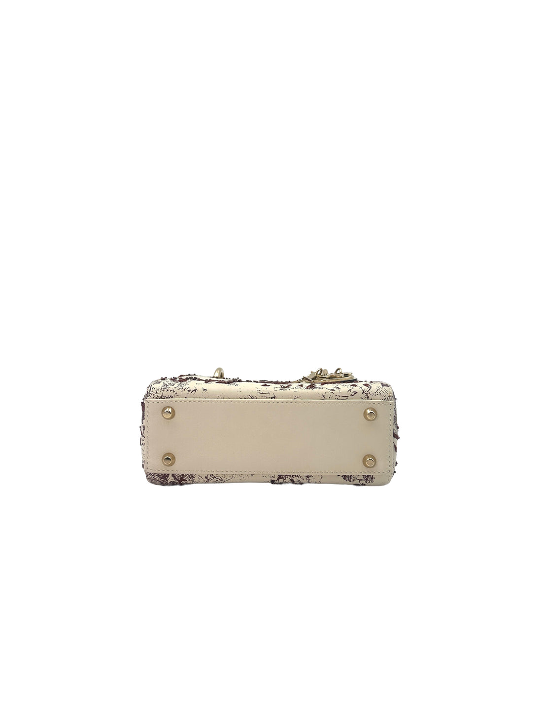 Christian Dior Lady Dior Red Toile de Jouy Sauvage Handle Bag With Gold Charms DR491