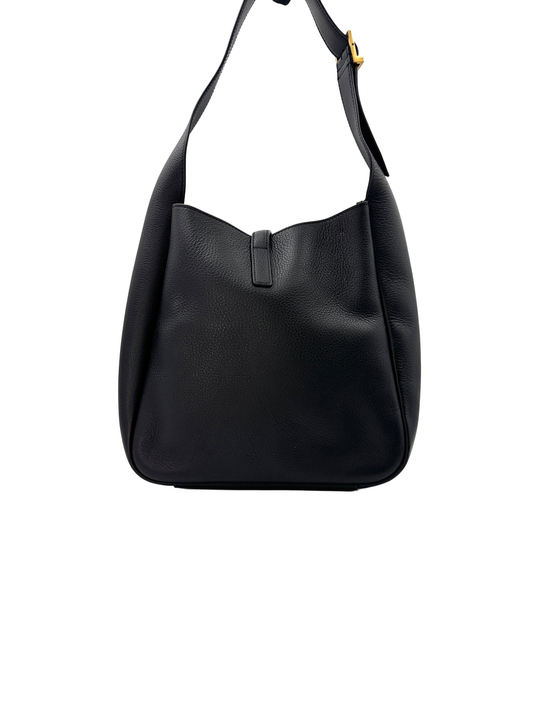 Saint Laurent Le5a7 Black Grained Leather Hobo Bag Sl160