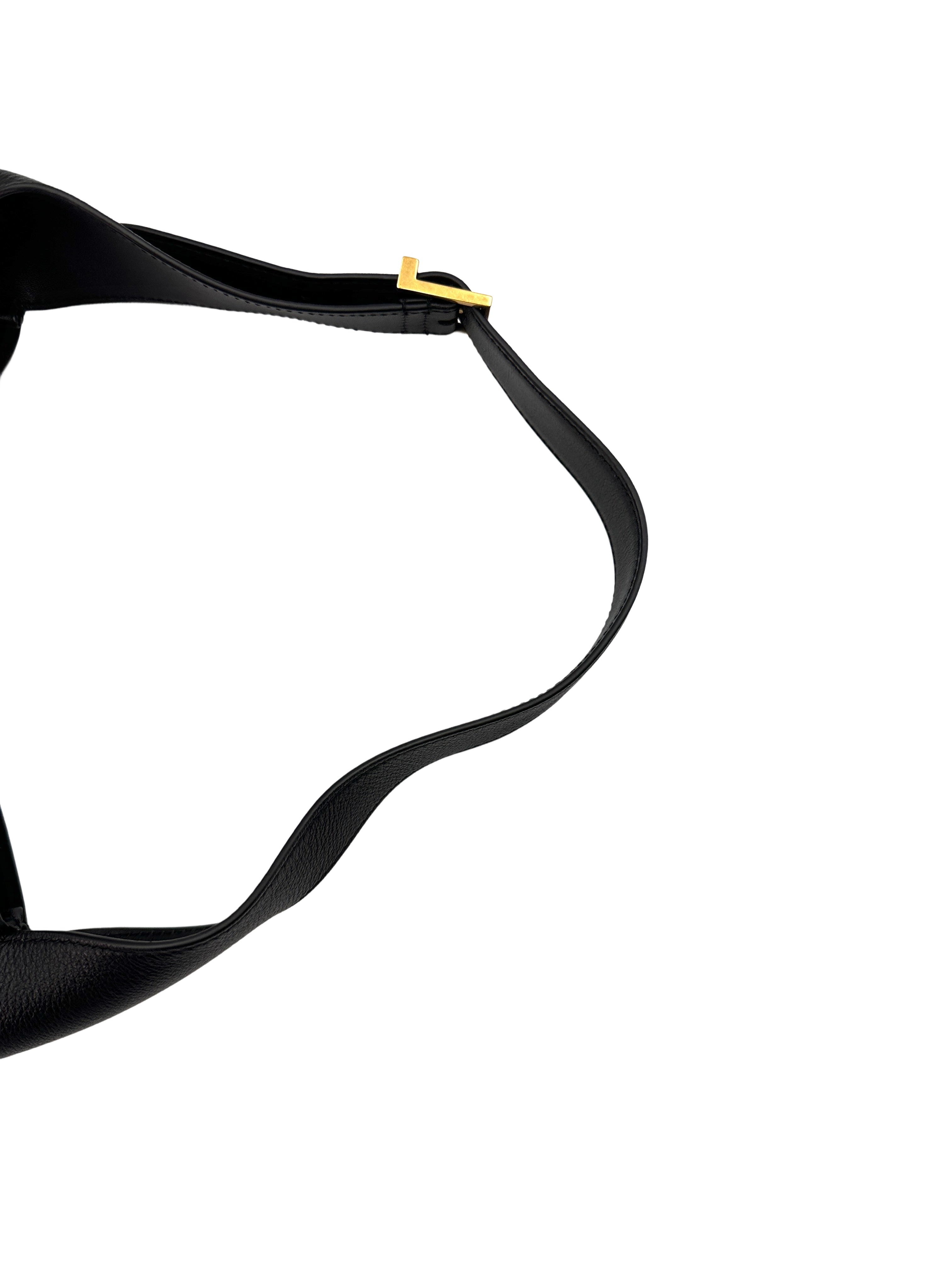 Saint Laurent Le5a7 Black Grained Leather Hobo Bag Sl160