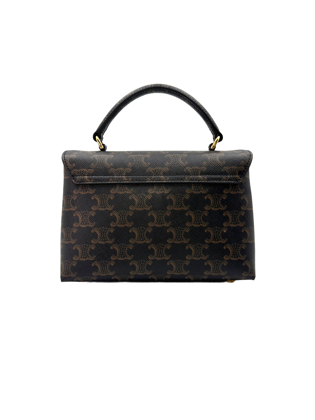 Celine Nino Brown Triomphe Canvas Handle Bag With Gold Triomphe Hardware CE134