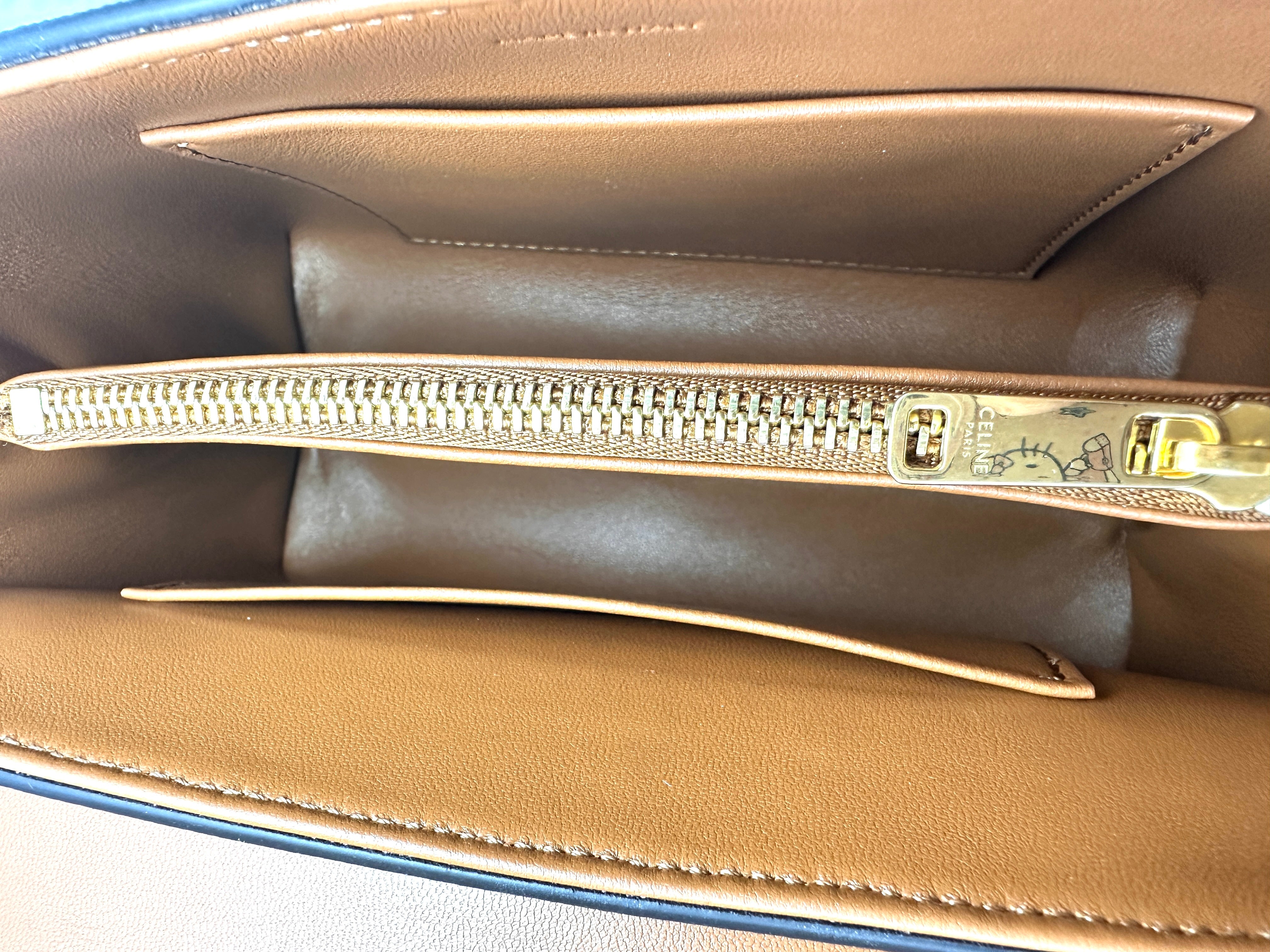 Celine Nino Brown Triomphe Canvas Handle Bag With Gold Triomphe Hardware CE134