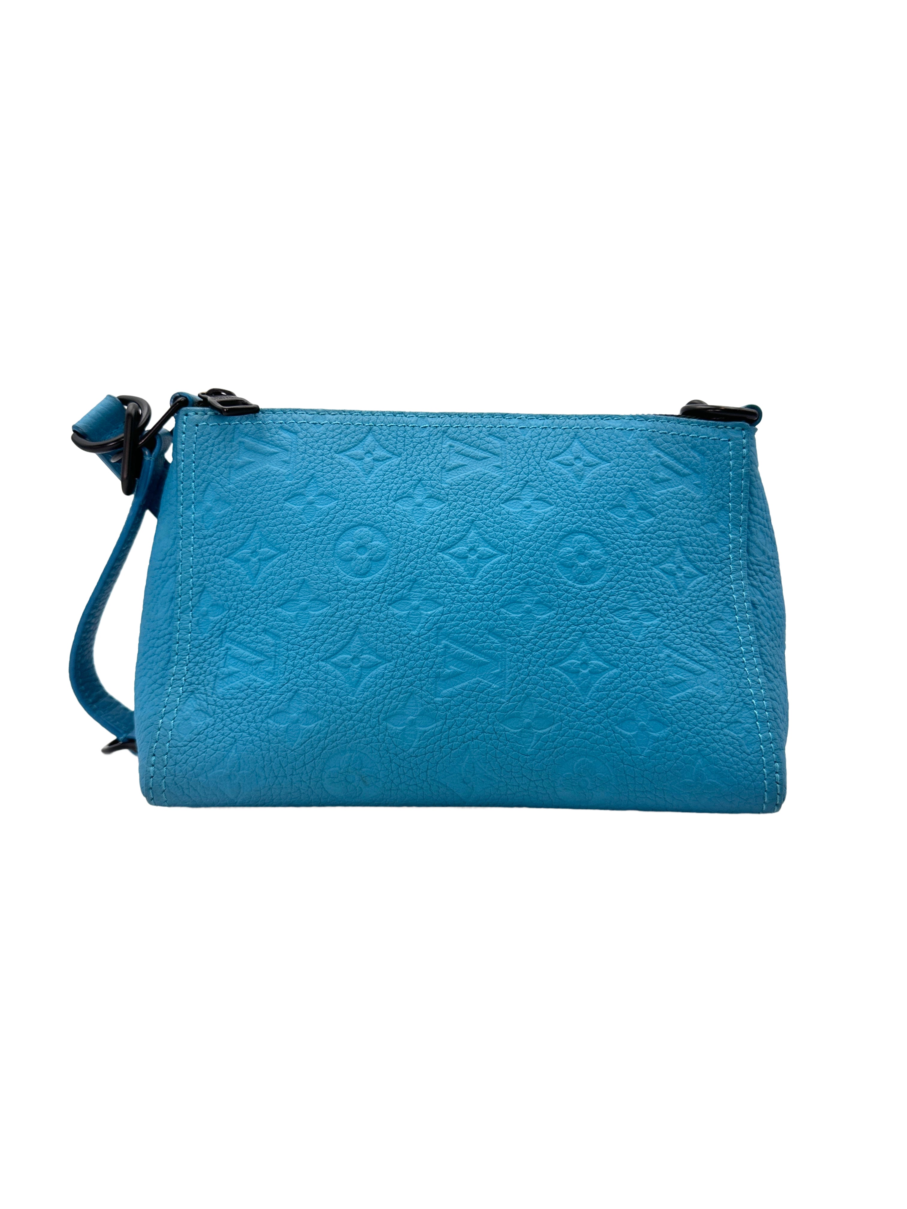Louis Vuitton Taurillon Monogram Turquoise Triangle Blue Messenger Bag LV1918