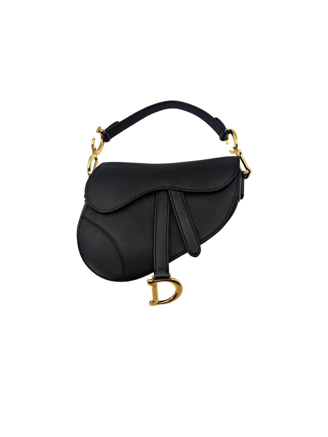 Christian Dior Black Leather Small Size Saddle Bag DR492