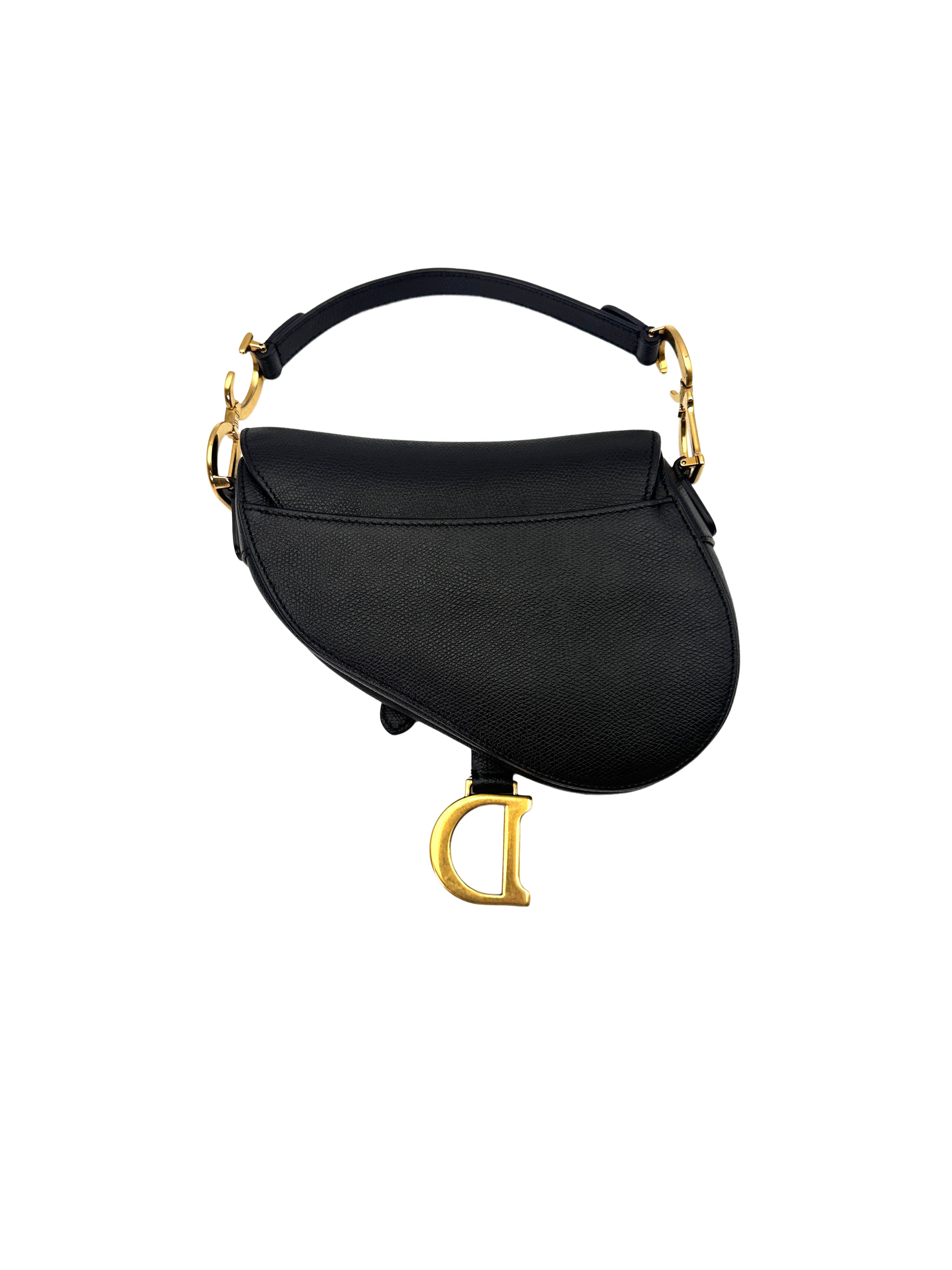 Christian Dior Black Leather Small Size Saddle Bag DR492