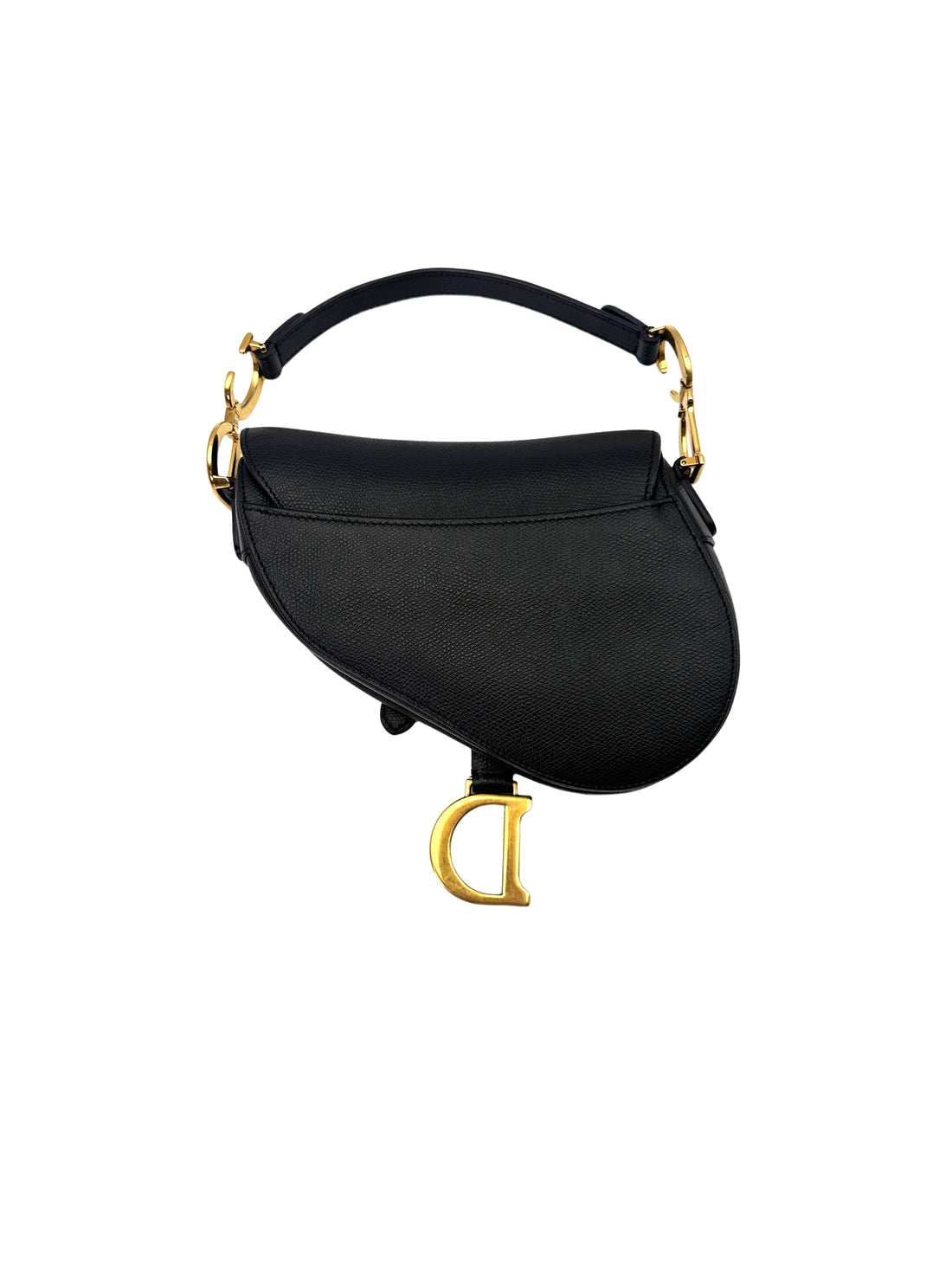 Christian Dior Black Leather Small Size Saddle Bag DR492