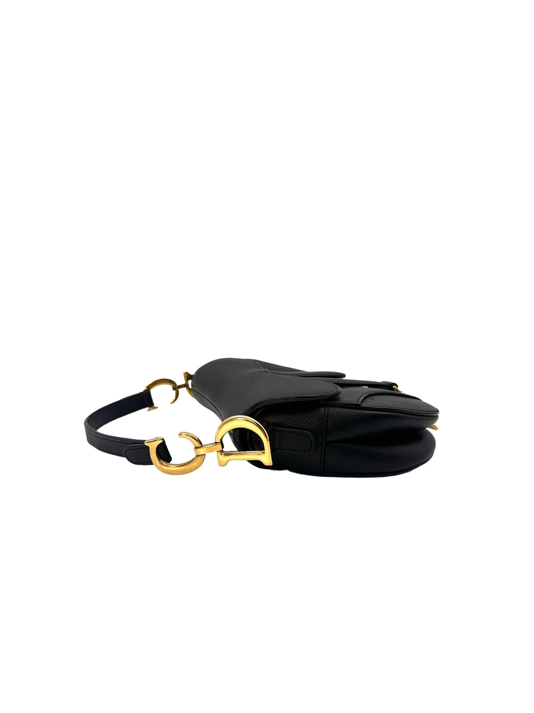Christian Dior Black Leather Small Size Saddle Bag DR492